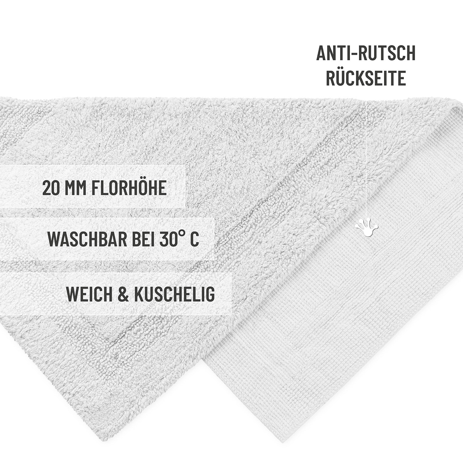 Wecon home Basics Tapis de bain »Knut« Höhe 20 mm waschbar, rutschfest, strapazierfähig, pflegeleicht, Bordüre, weich
