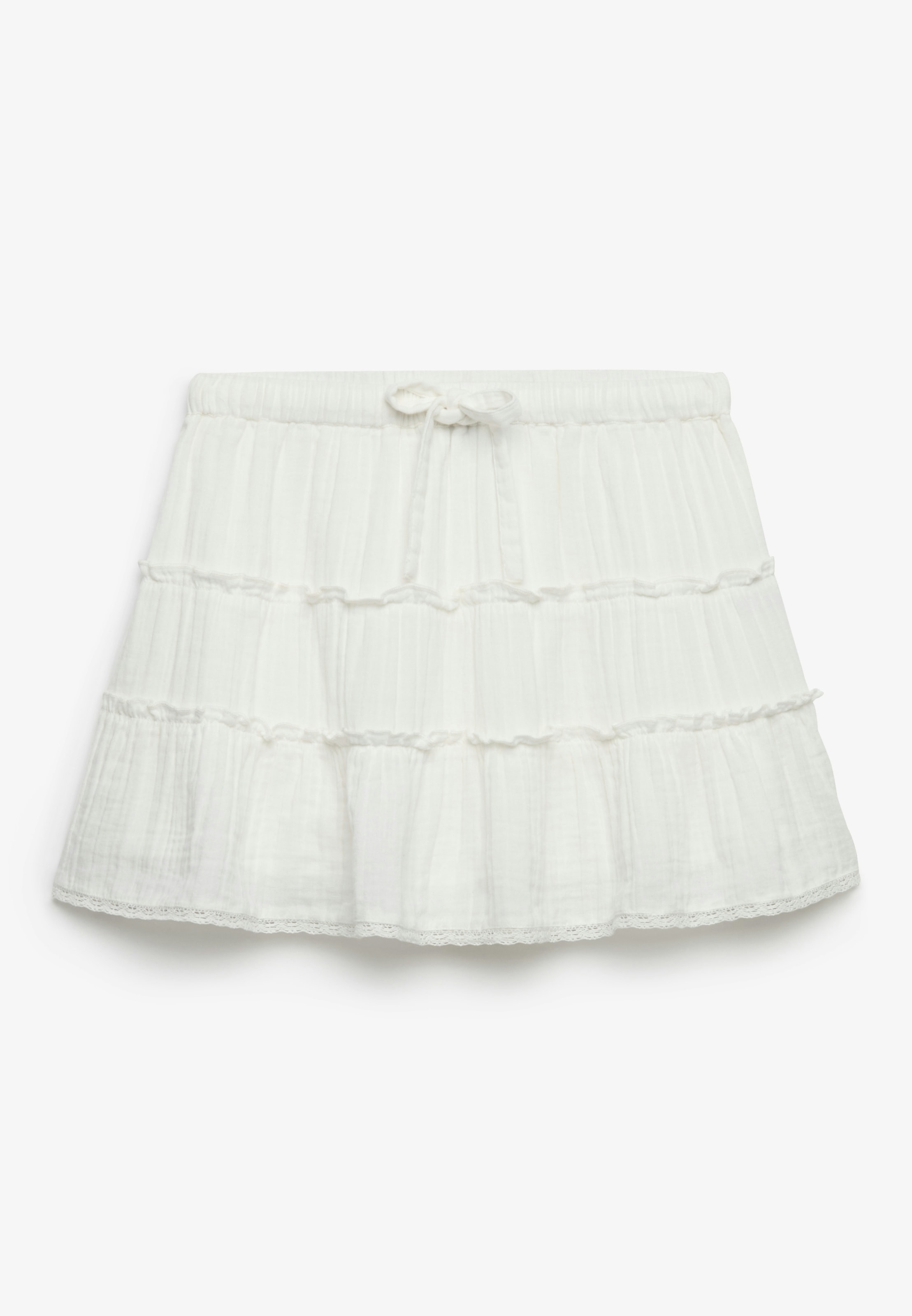 Superdry Jupe d'été »CHEESECLOTH TIERED MINI SKIRT« en coton, Regular Fit, avec ceinture élastique, aspect uni