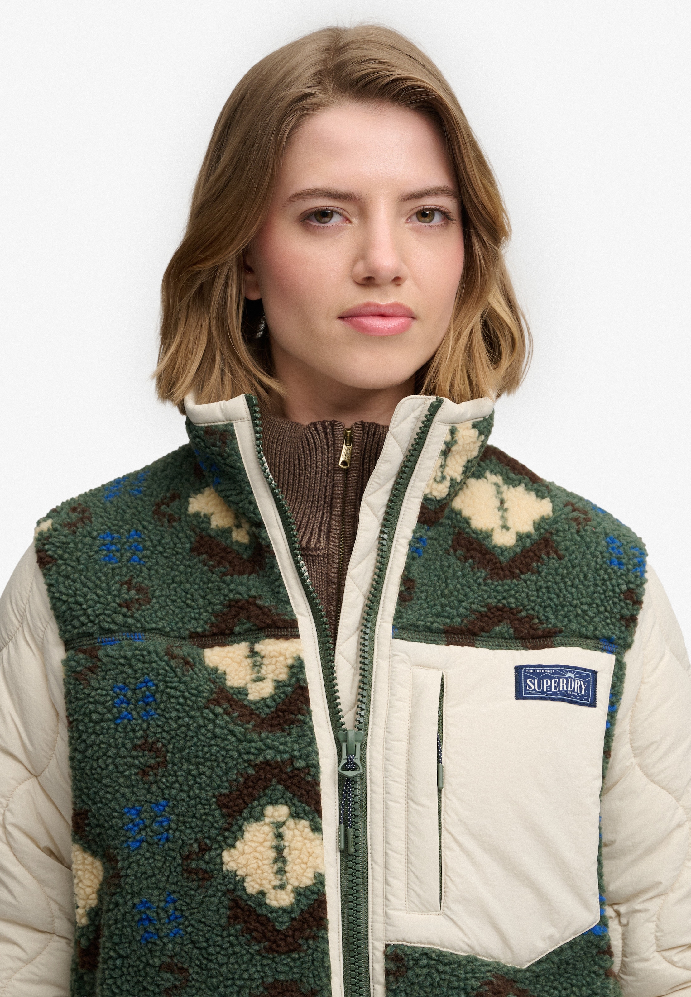 Superdry Veste polaire »FLEECE ONION QUILT HYBRID« fibre synthétique, coupe décontractée
