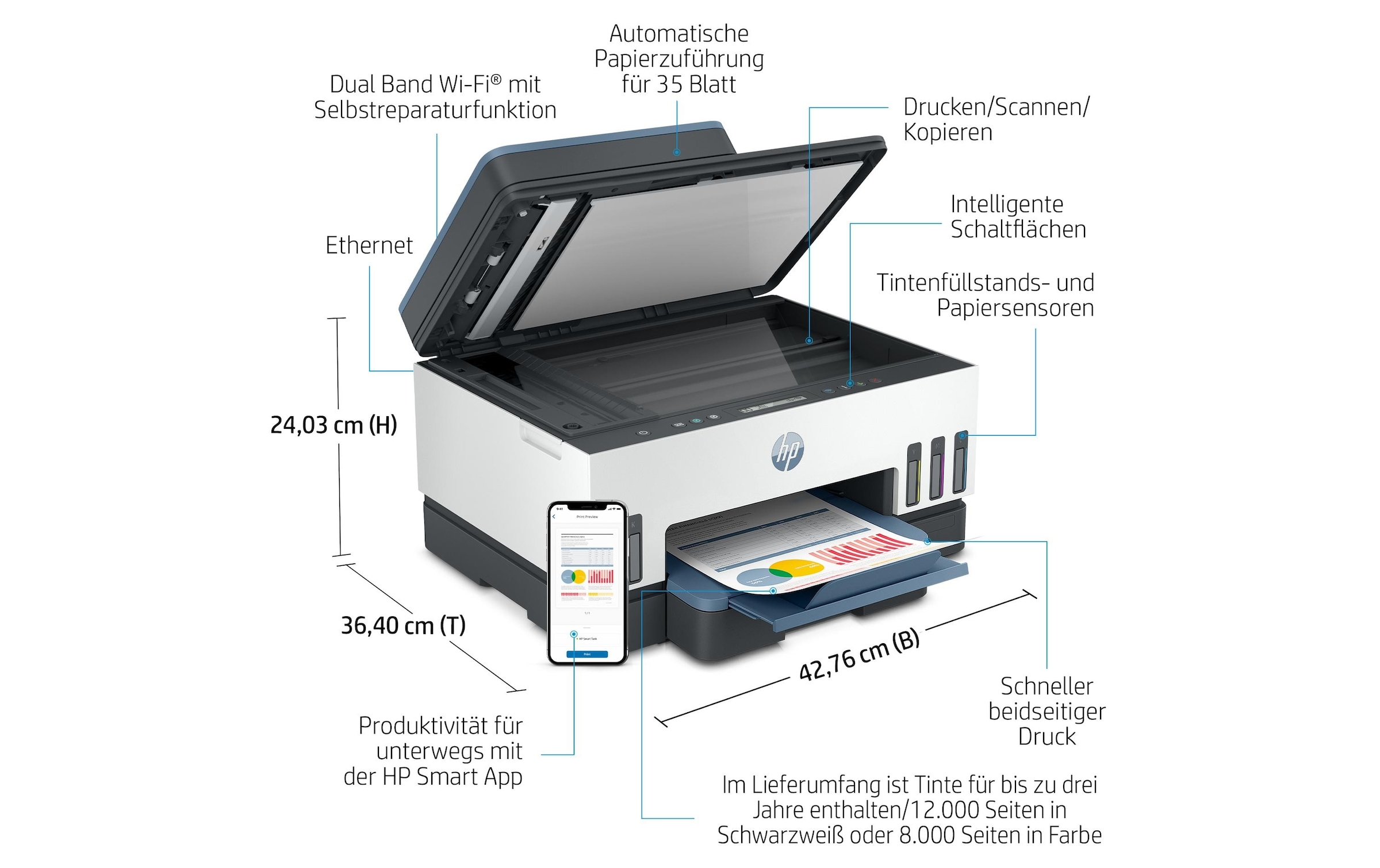 HP Imprimante jet d'encre »Smart Tank 7306«