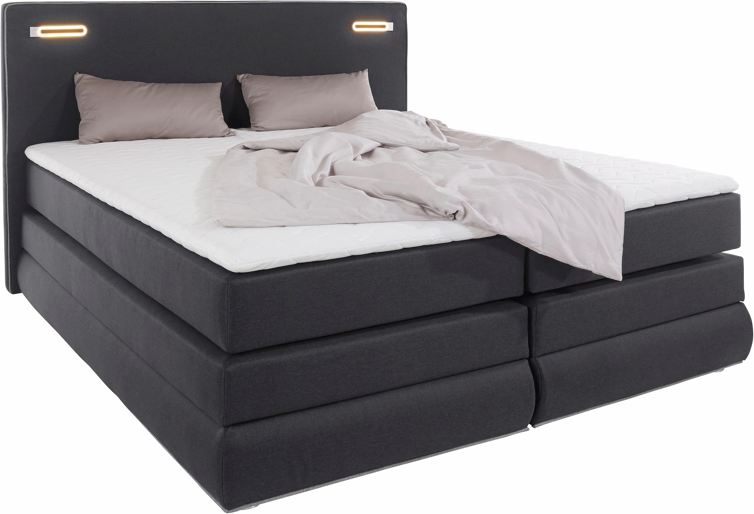 COLLECTION AB Lit boxspring »Ninoni« inkl. Bettkasten, Topper und wahlweise mit LED-Beleuchtung