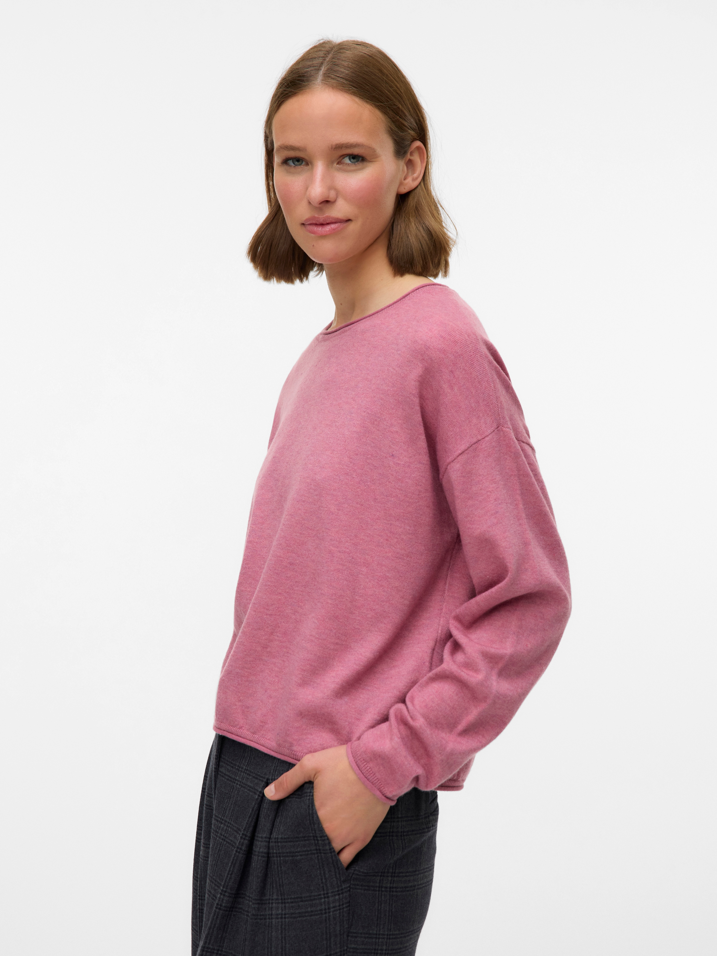 Vero Moda Strickpullover »VMEXCITING PLAIN LS O-NK ROLL PULLOV BOO«