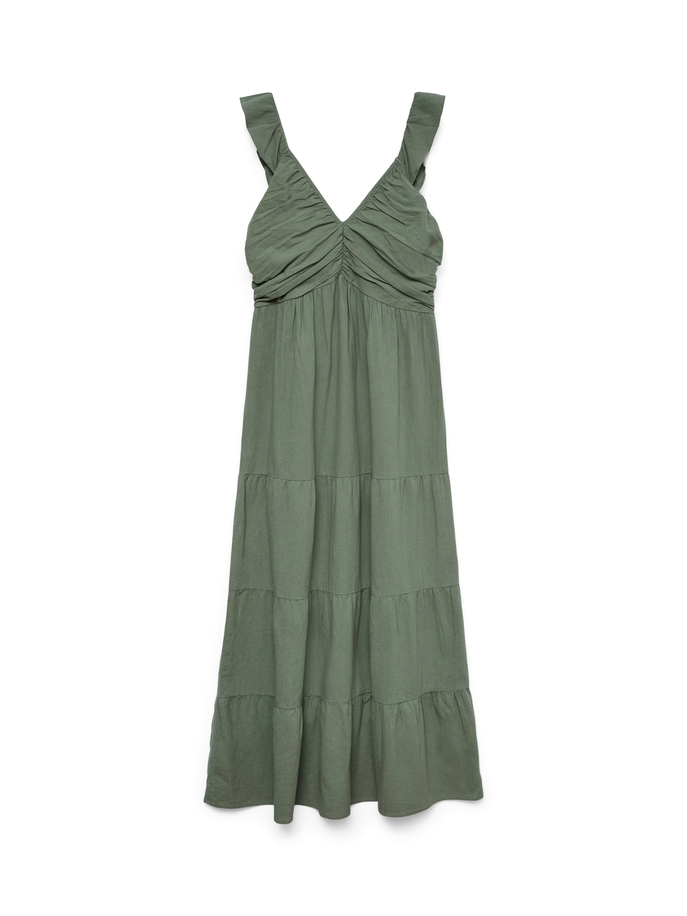 Vero Moda Maxi robe »VMDICTHE SL FRILL ANKLE DRESS WVN GA« coton, coupe régulière