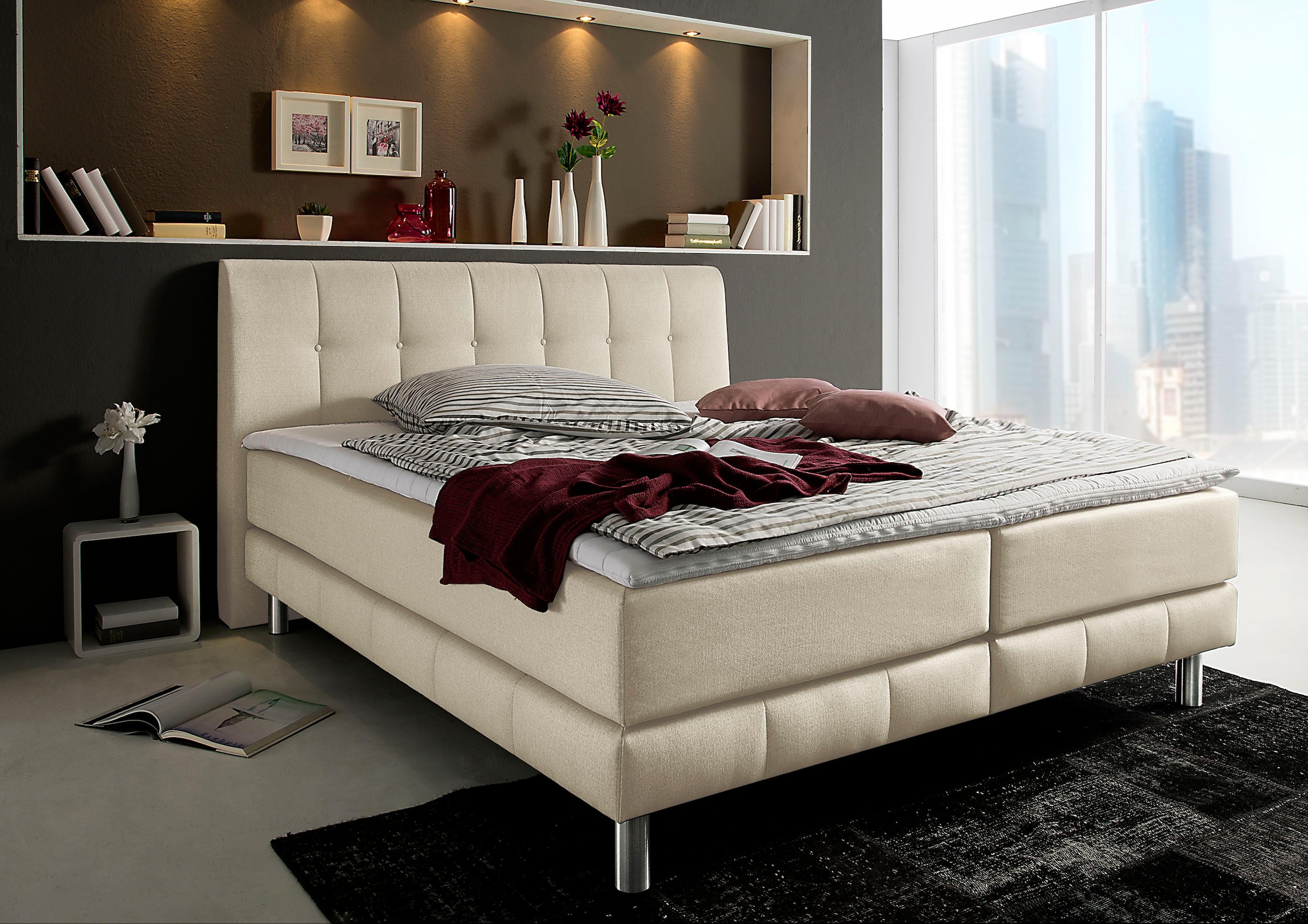Home affaire Boxspringbett »Cafone« inkl. Topper, 5 Breiten, 3 Matratzenarten und 3 Härtegraden wählbar