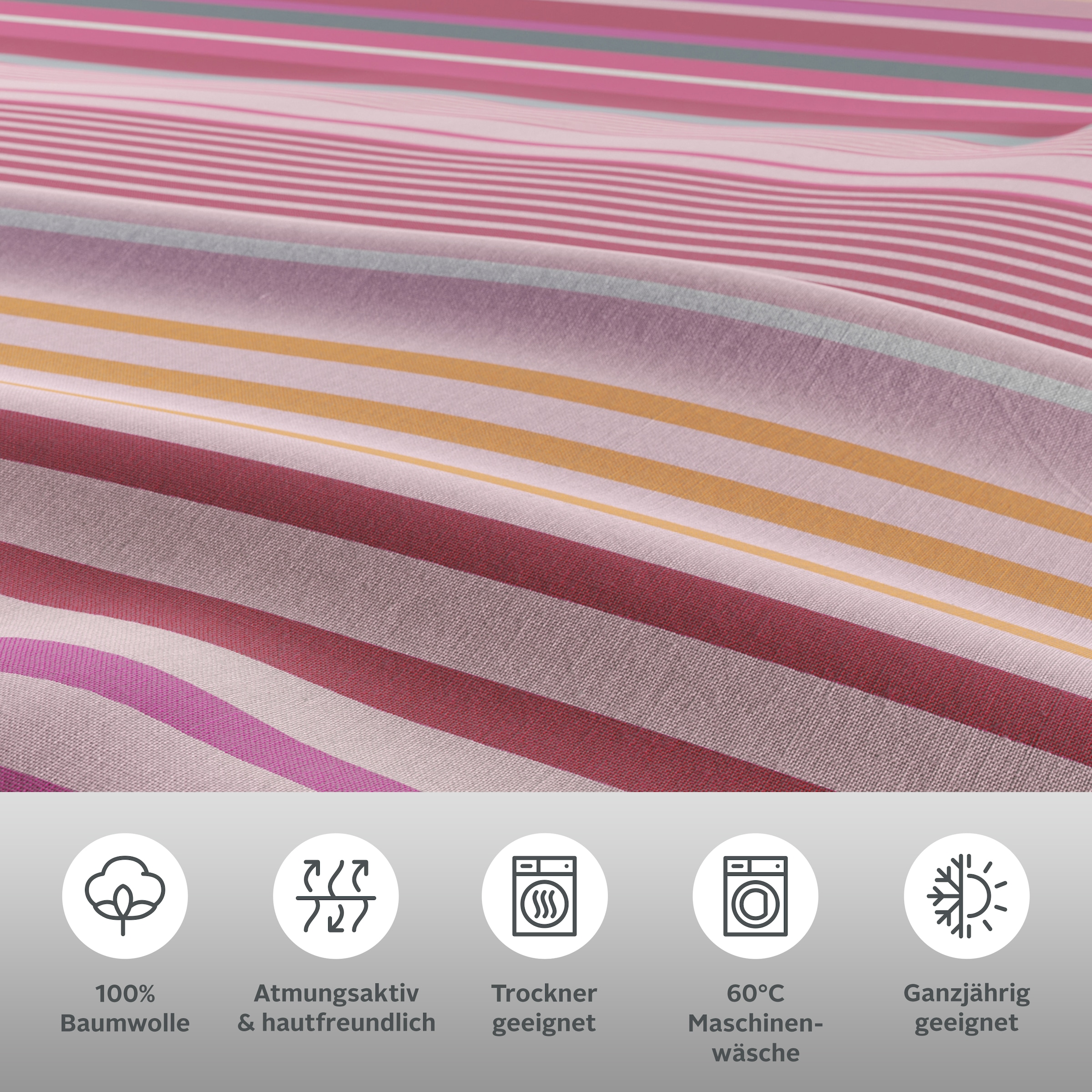 GOODproduct Bettwäsche »Elvea« 2 Stk. in Gr. 135x200 oder 155x220 cm, 100% Baumwolle, Streifen