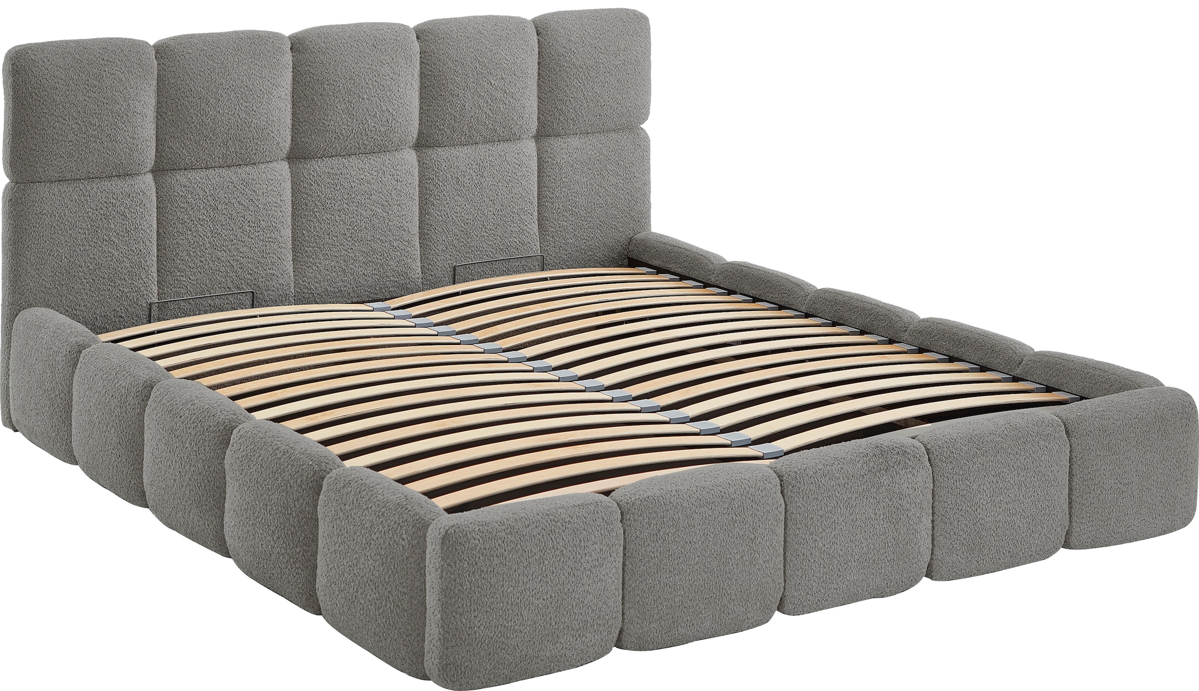 ATLANTIC home collection Polsterbett »"Jane" mit grossen Stauraum« luxurious gepolstertes Kopfteil und Rahmen, Bezug mit Bouclécharakter