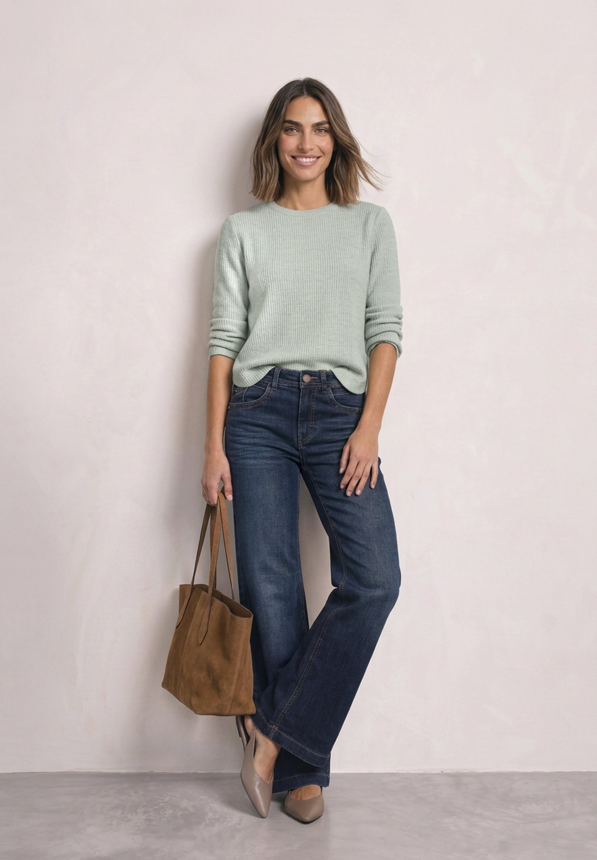 STREET ONE Pull à col rond avec détails boutons latéraux / viscose stretch