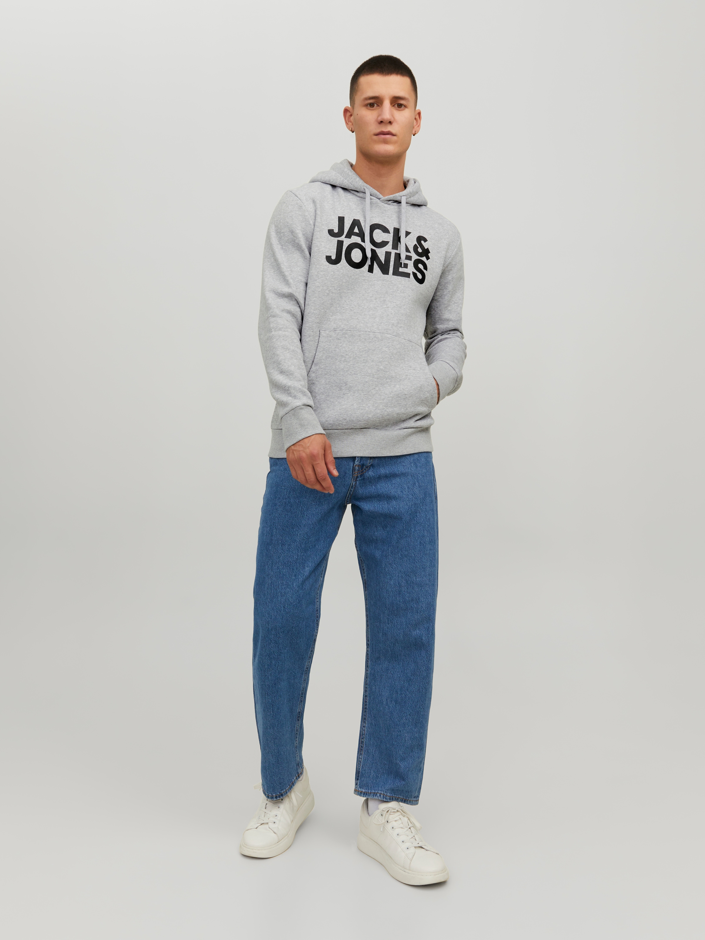 Jack & Jones Sweat à capuche »JJECORP  Kapuze und Frontprint«, bedruckt, modisch, regular fit, Baumwollmischung, Rundhals

