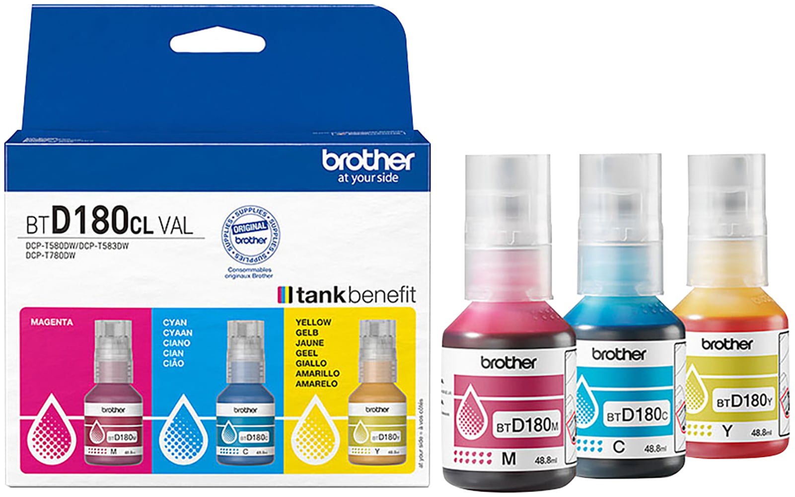 Brother Encre de recharge »BTD180CLVAL« für Brother Packung, 3 cuis tlg.