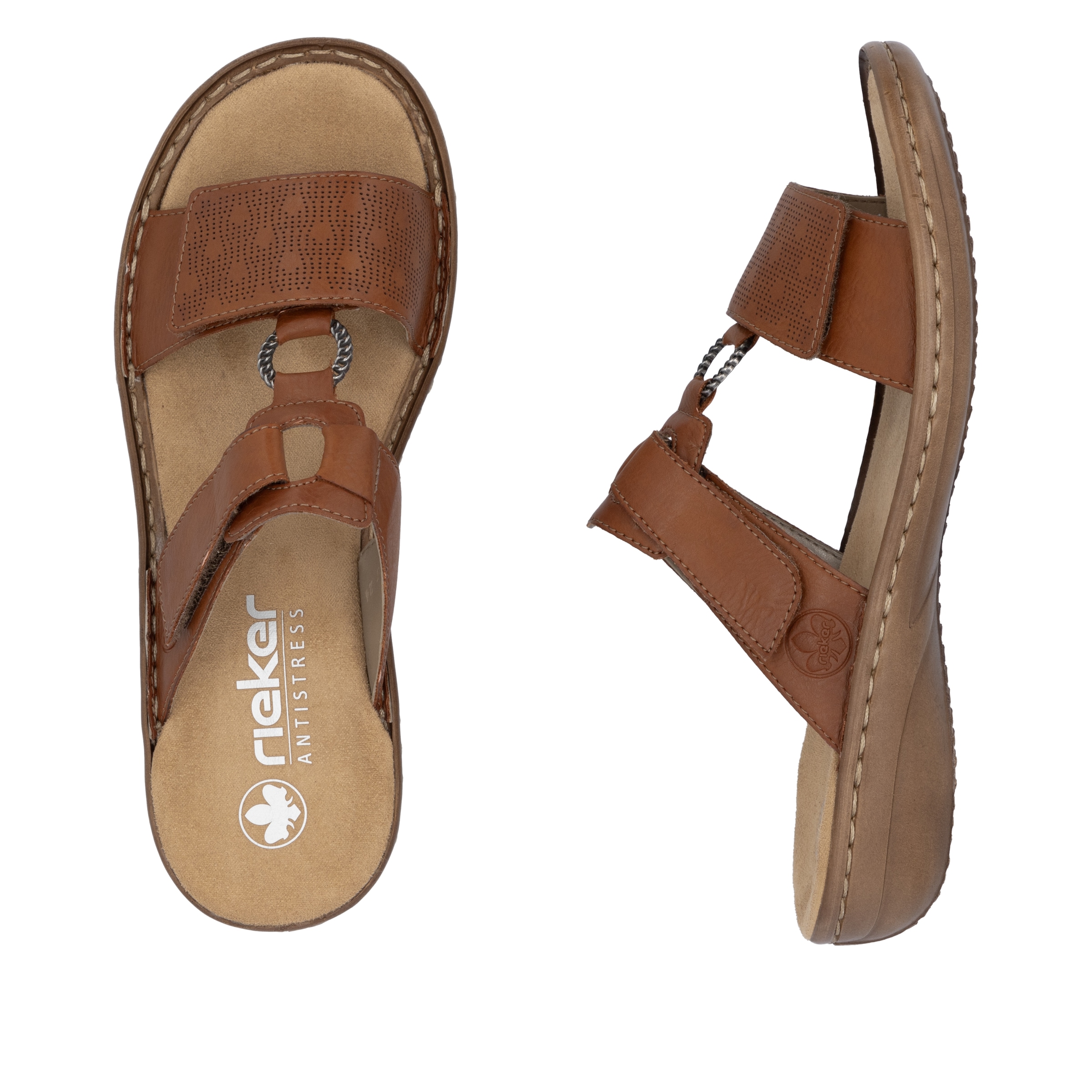 Rieker Pantolette  Sommerschuh, Strandschuh, Klettschuh mit Perforation
