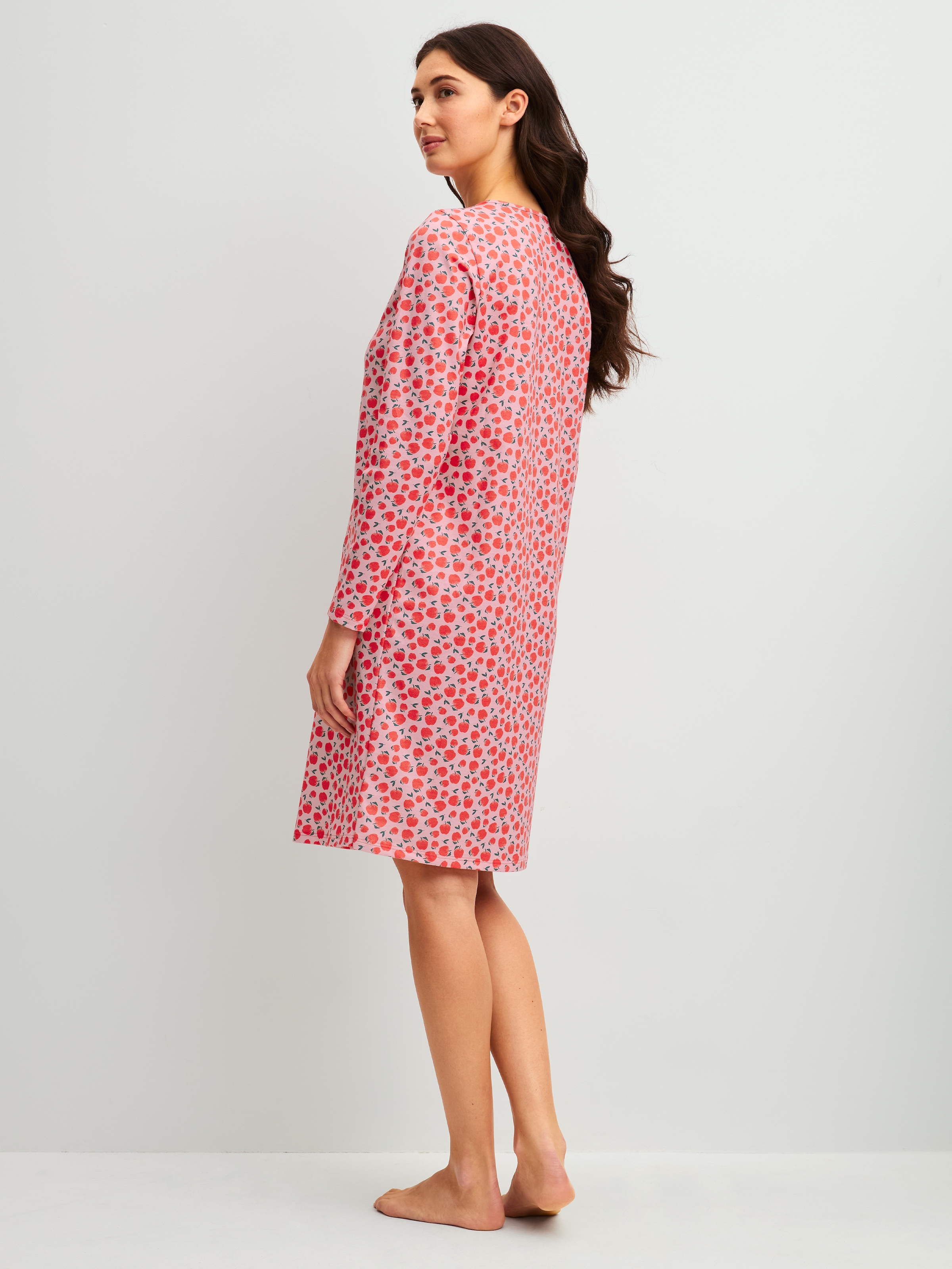 CALIDA Chemise de nuit »Fruity Dreams« Patte de boutonnage, col rond, manches longues, coton pur