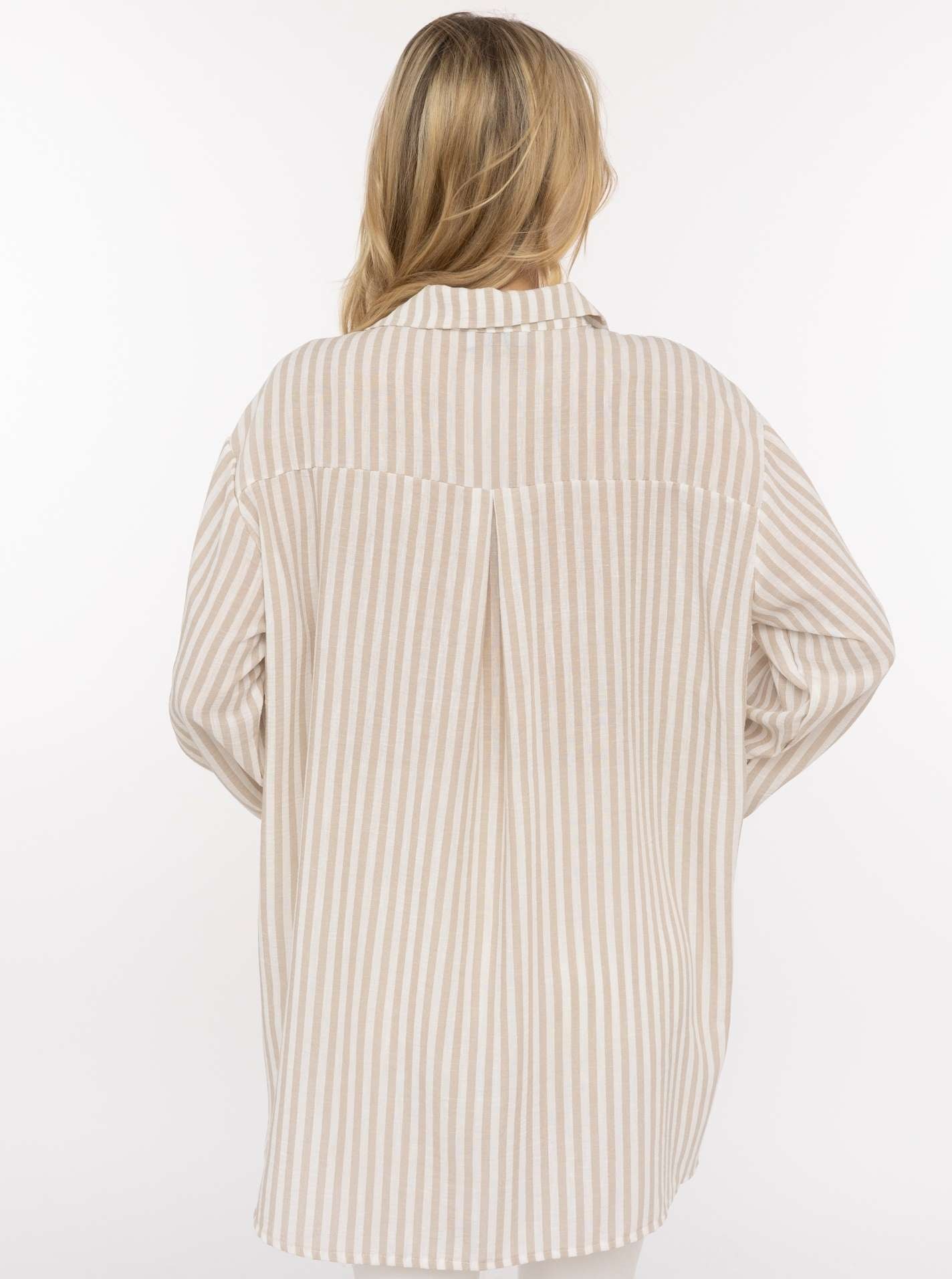 Zwillingsherz Blouse chemise »"Rock n' Roll Patches"« rayé, coupe longue, patchs teddy remarquables, patte de boutonnage
