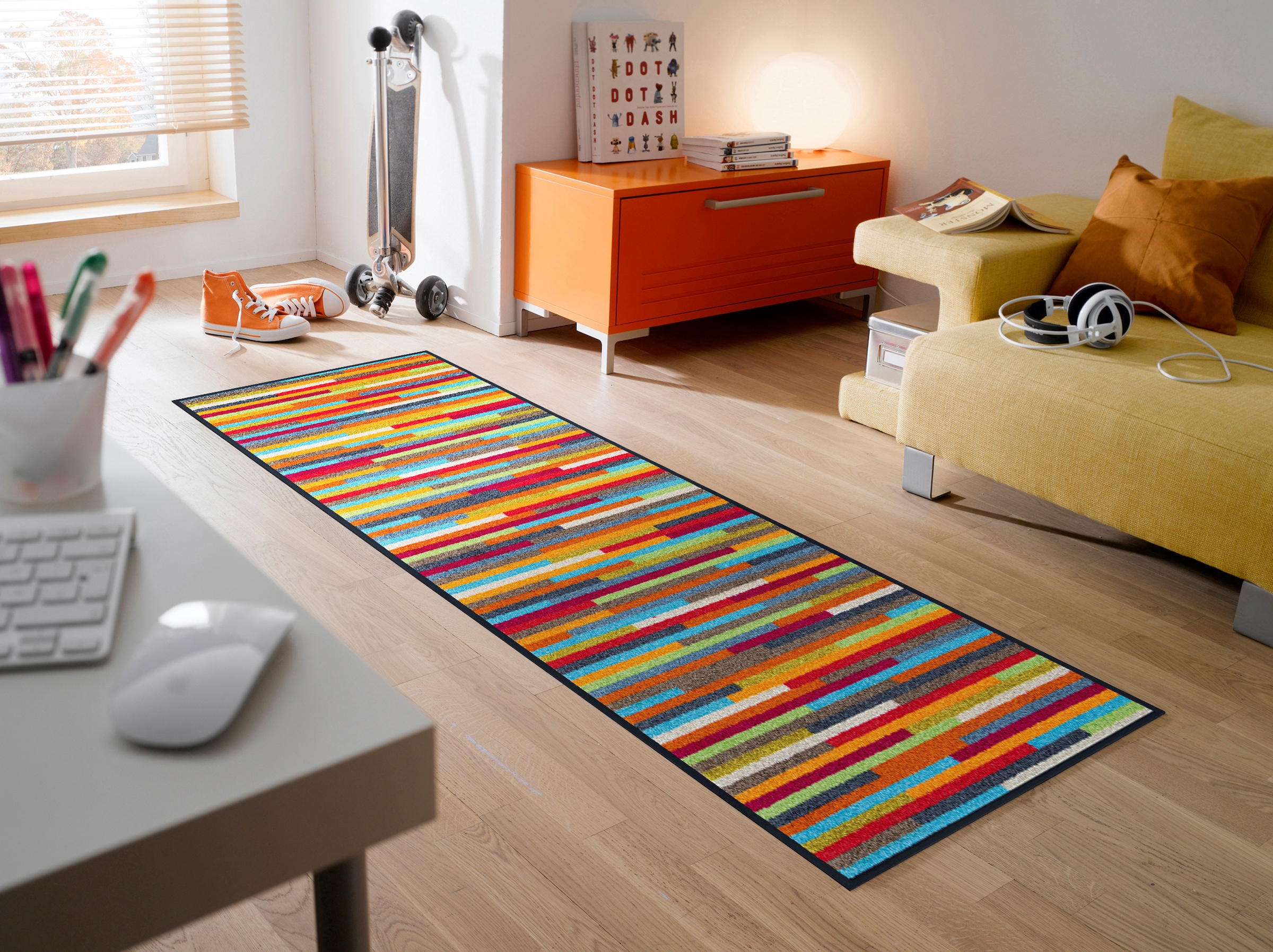 wash+dry by Kleen-Tex Chemin de table »Mikado Stripes« Rectangulaire 7 mm Höhe Schmutzfangläufer, modernes Streifen Design, rutschhemmend, waschbar