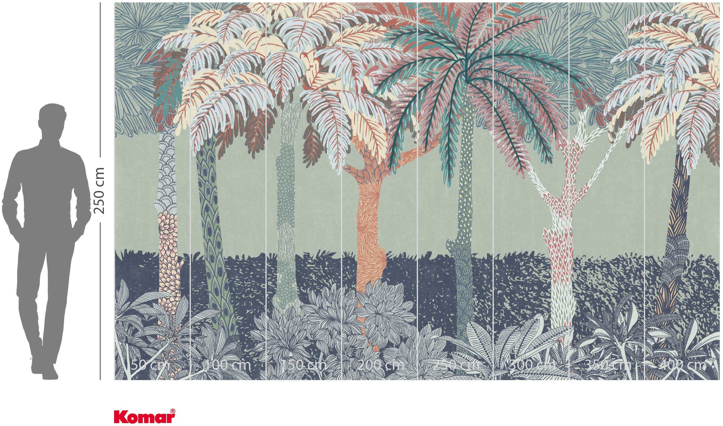 Komar Papier peint photo »Vlies Fototapete - Patterned Palms - Grösse 400 x 250 cm« Motif | imprimé lisse