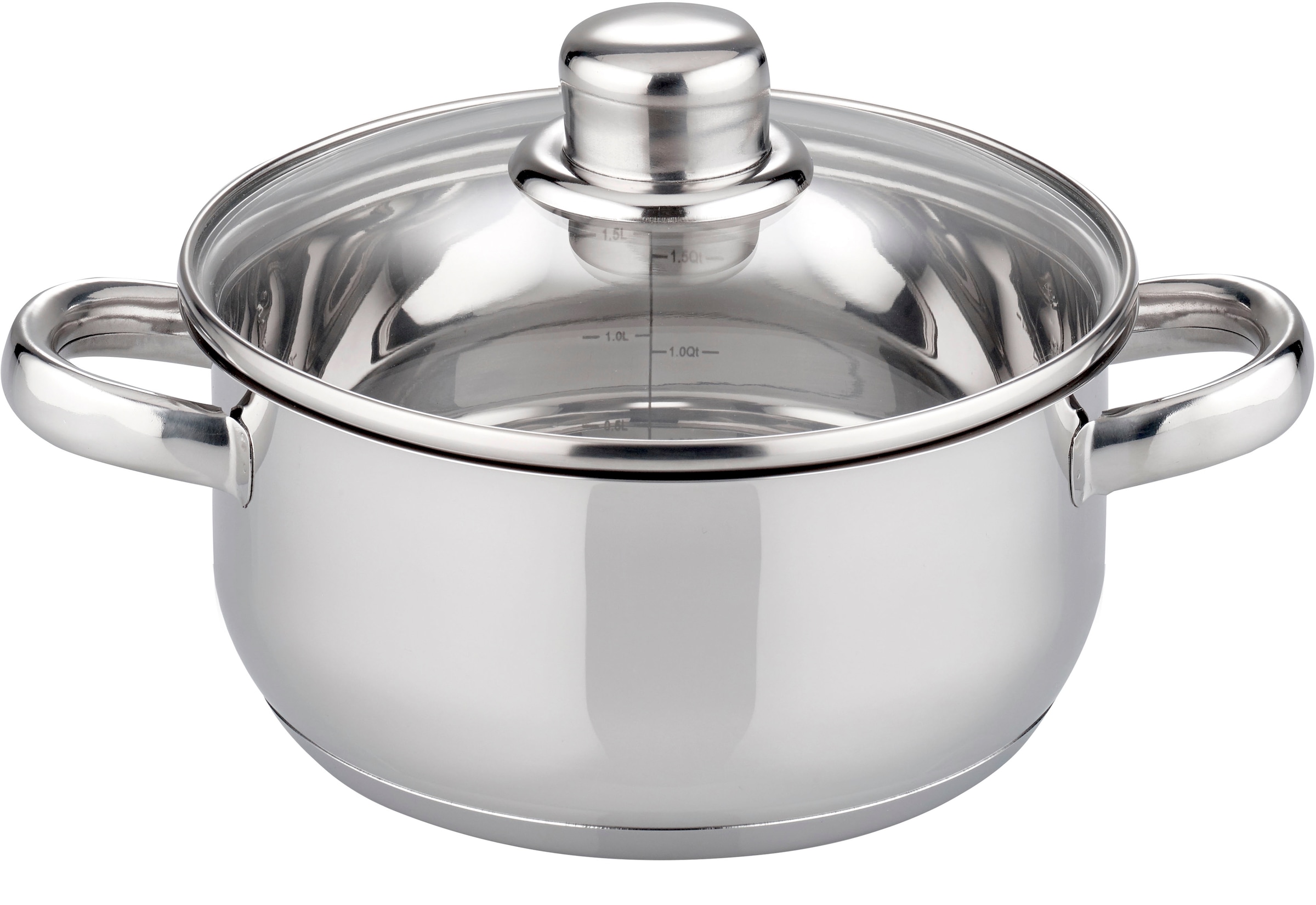 Elo Basic Topf-Set »Galactica« Set, je 1 x Kochtopf mit Deckel Ø 14/16/20/24 cm, 1 Stielkasserolle Ø 16 cm, 9 Stk. tlg. Edelstahl 201