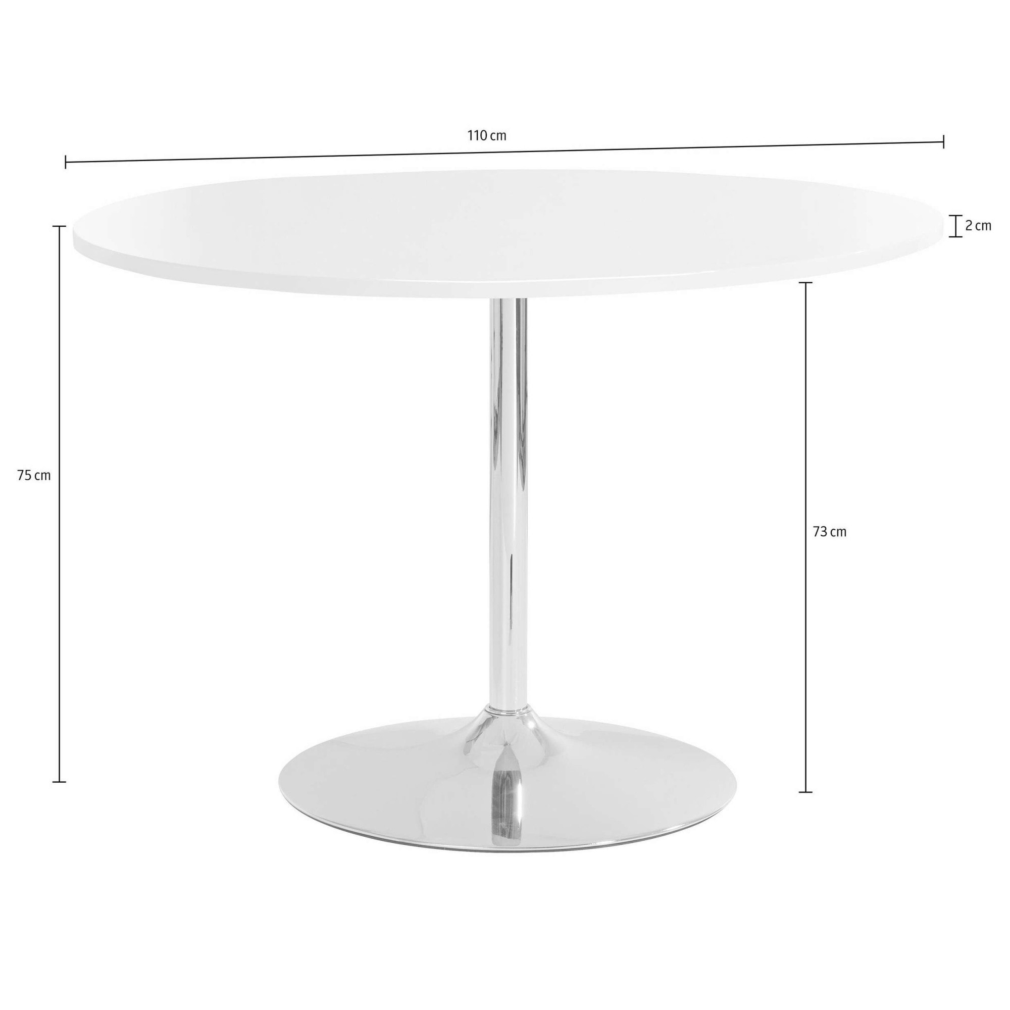 GOODproduct Table de salle à manger »Trompet« rund, Ø110 cm, Tischplatte Hochglanz oder Holzoptik, Trompetenfuss