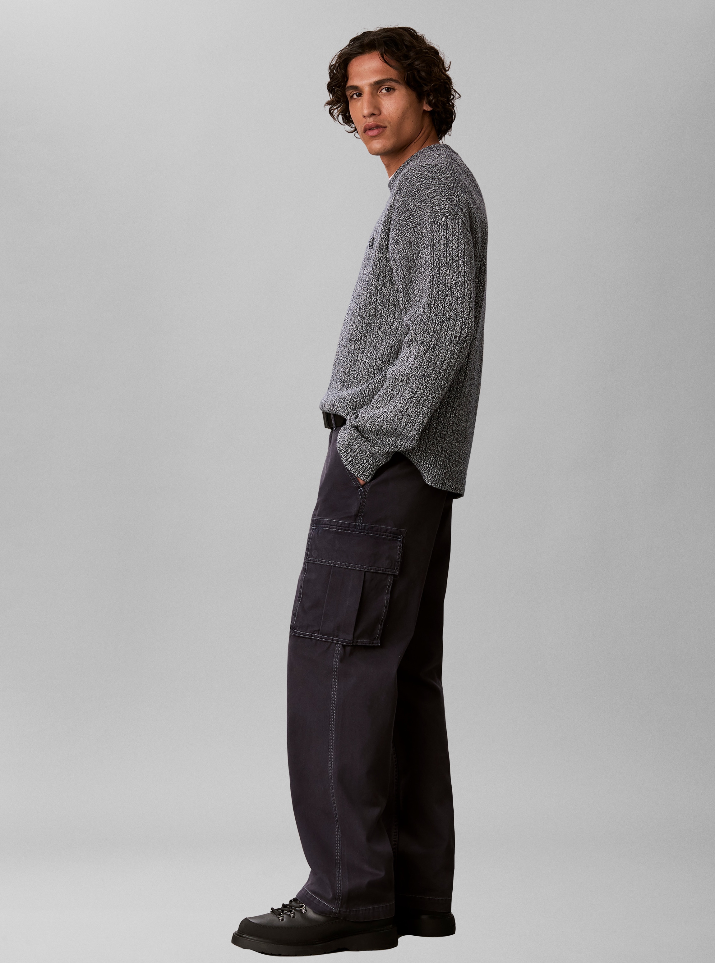 Calvin Klein Pull en tricot Tricot côtelé, coupe régulière, broderie de logo