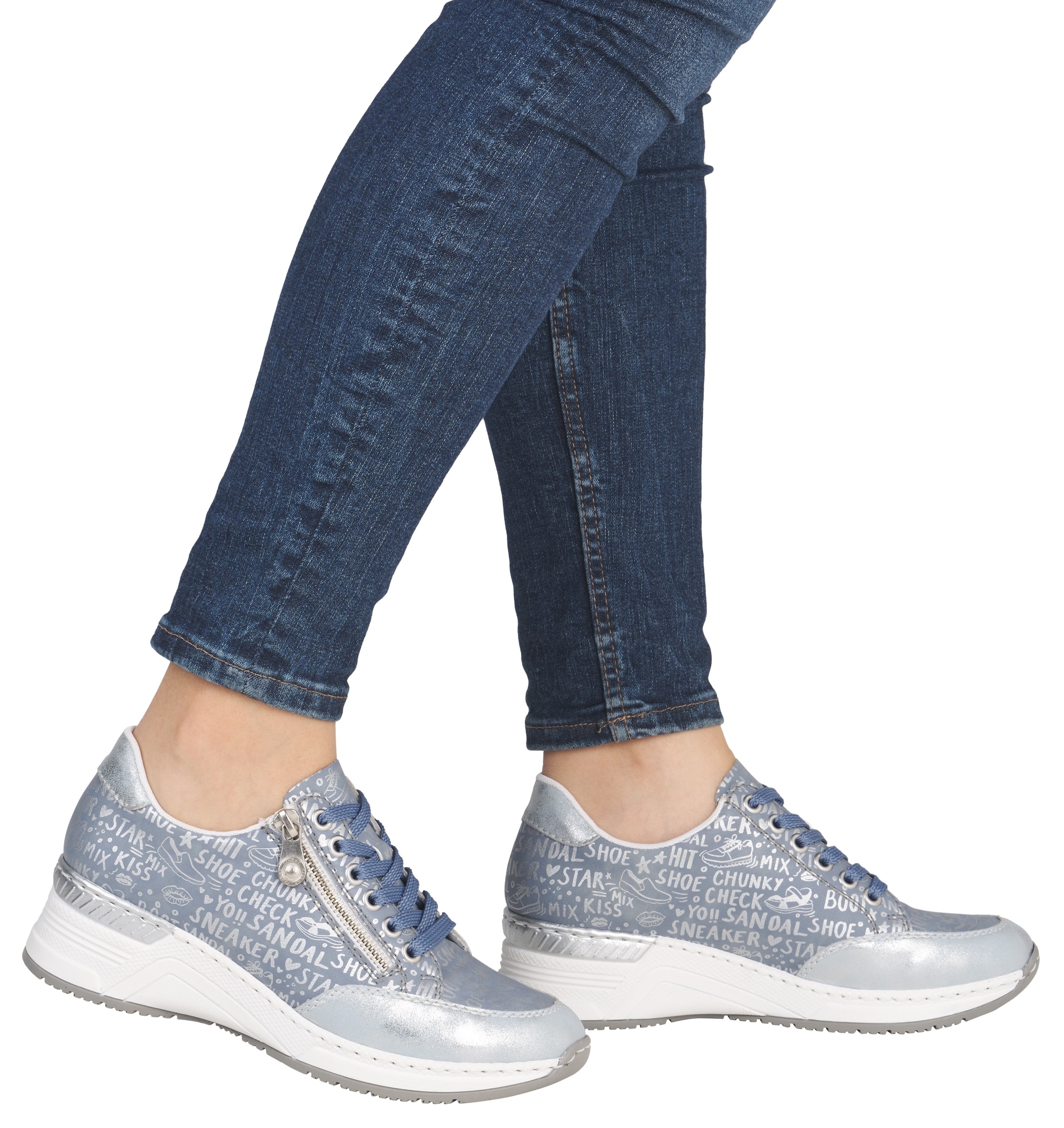 Rieker Sneakers  mit Lettern bedruckt, Freizeitschuh, Halbschuh, Schnürschuh