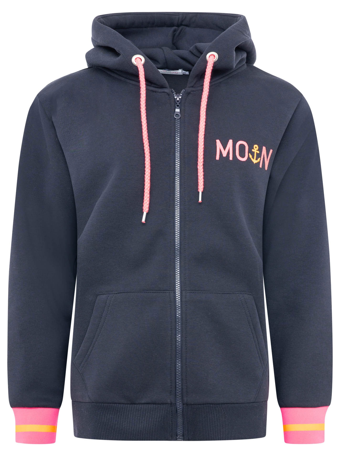 Zwillingsherz Kapuzensweatjacke Regular Fit, Stickerei, Reissverschluss, Langarm, Kontast-Details