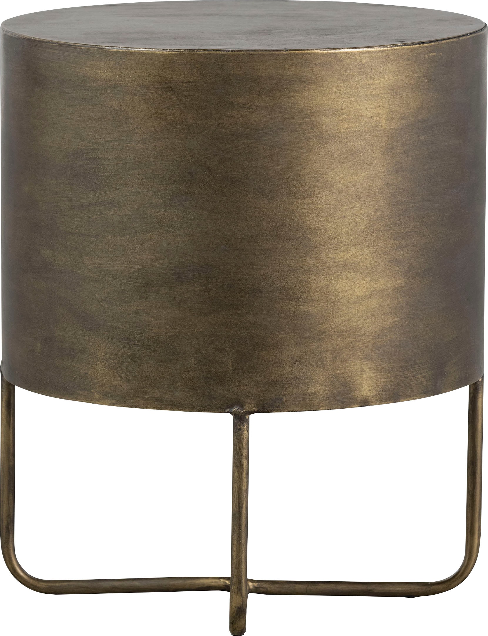 WOOOD Table d'appoint »Glossy Metall Antique-Brass-Beschichtung, H 48 x B 39 x T 39 cm« Deux tiroirs sans rails, facile d'entretien, livré monté