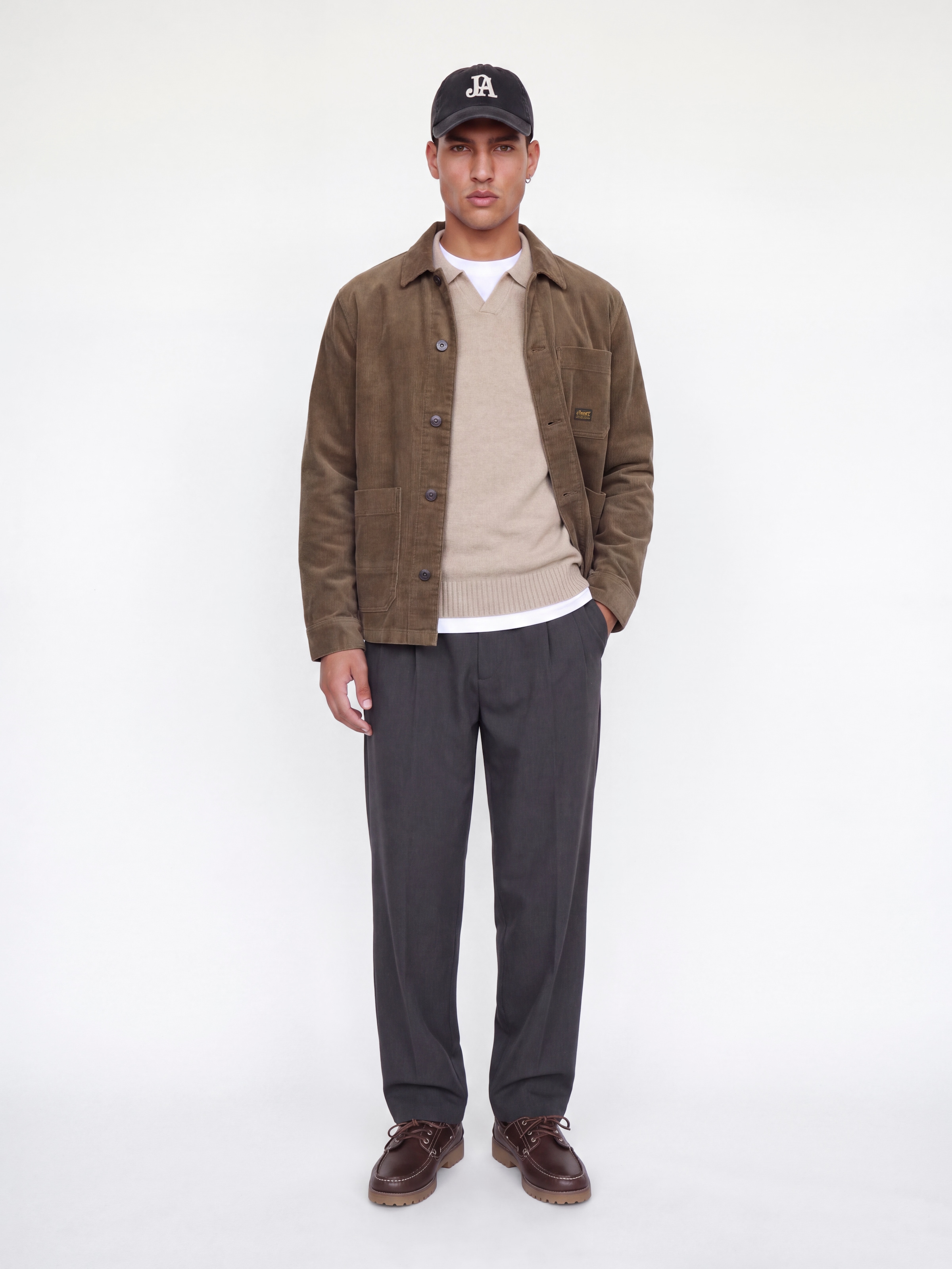 Jack & Jones Polokragenpullover »JJESOHO OLLIE KNIT SPLIT NECK SN« Materialmix, regular fit