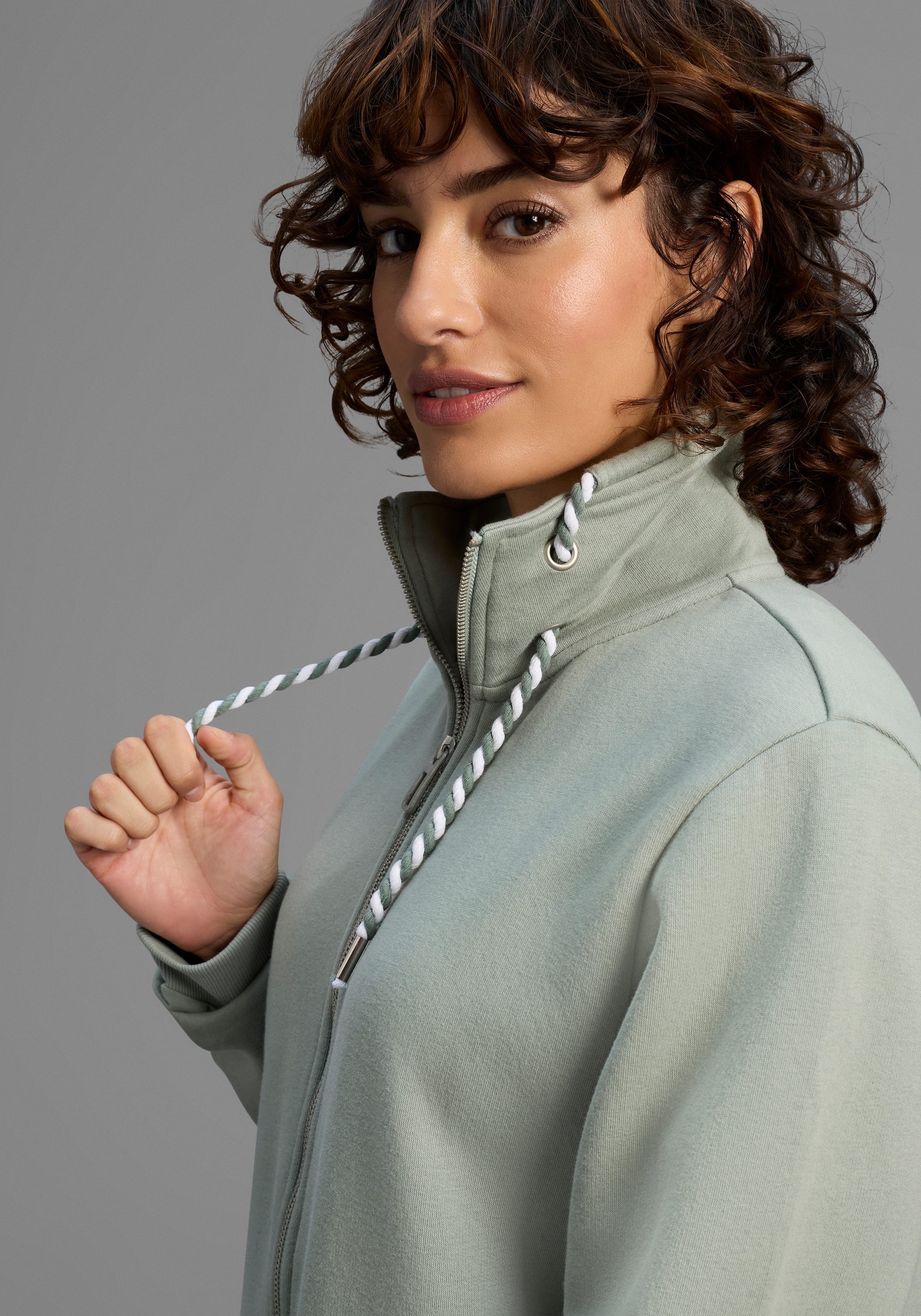 Laura Scott Veste sweat Weiche Baumwollmischung mit Stehkragen und Aussentaschen