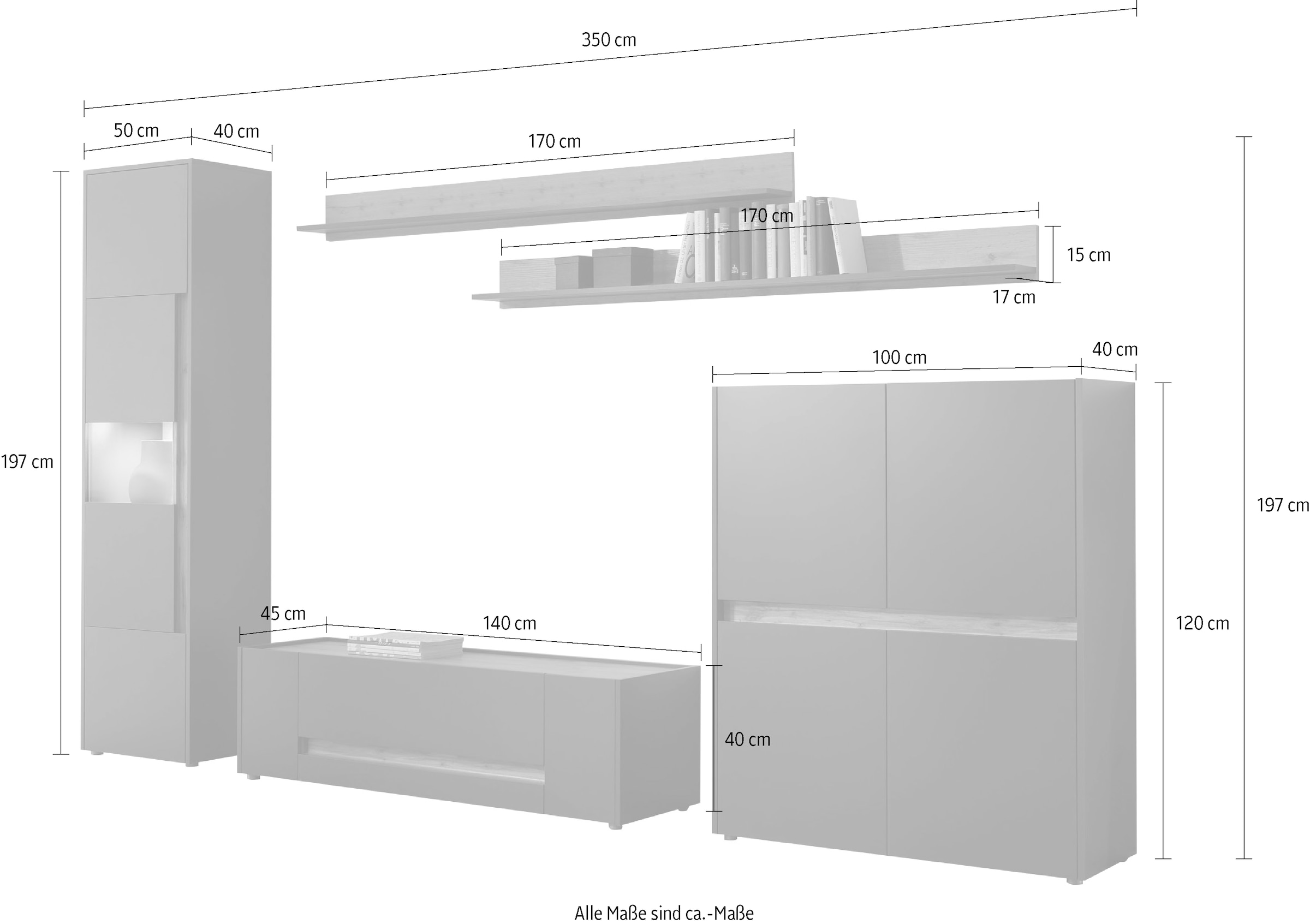 Home affaire Wohnwand »City/Giron« Set, 5 Stk. tlg.