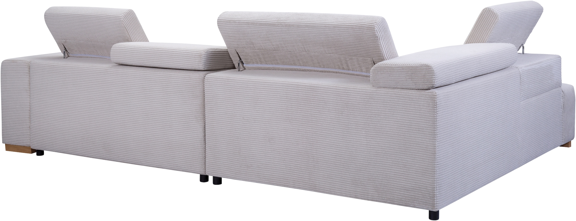 exxpo - sofa fashion Canapé d'angle »Elianos, hoher Sitzkomfort, aufwendige Kreuzsteppung im Sitz, L-Form« Kopfteile & Sitztiefe verstellbar, ohne Bettfunktion, Cord, beige