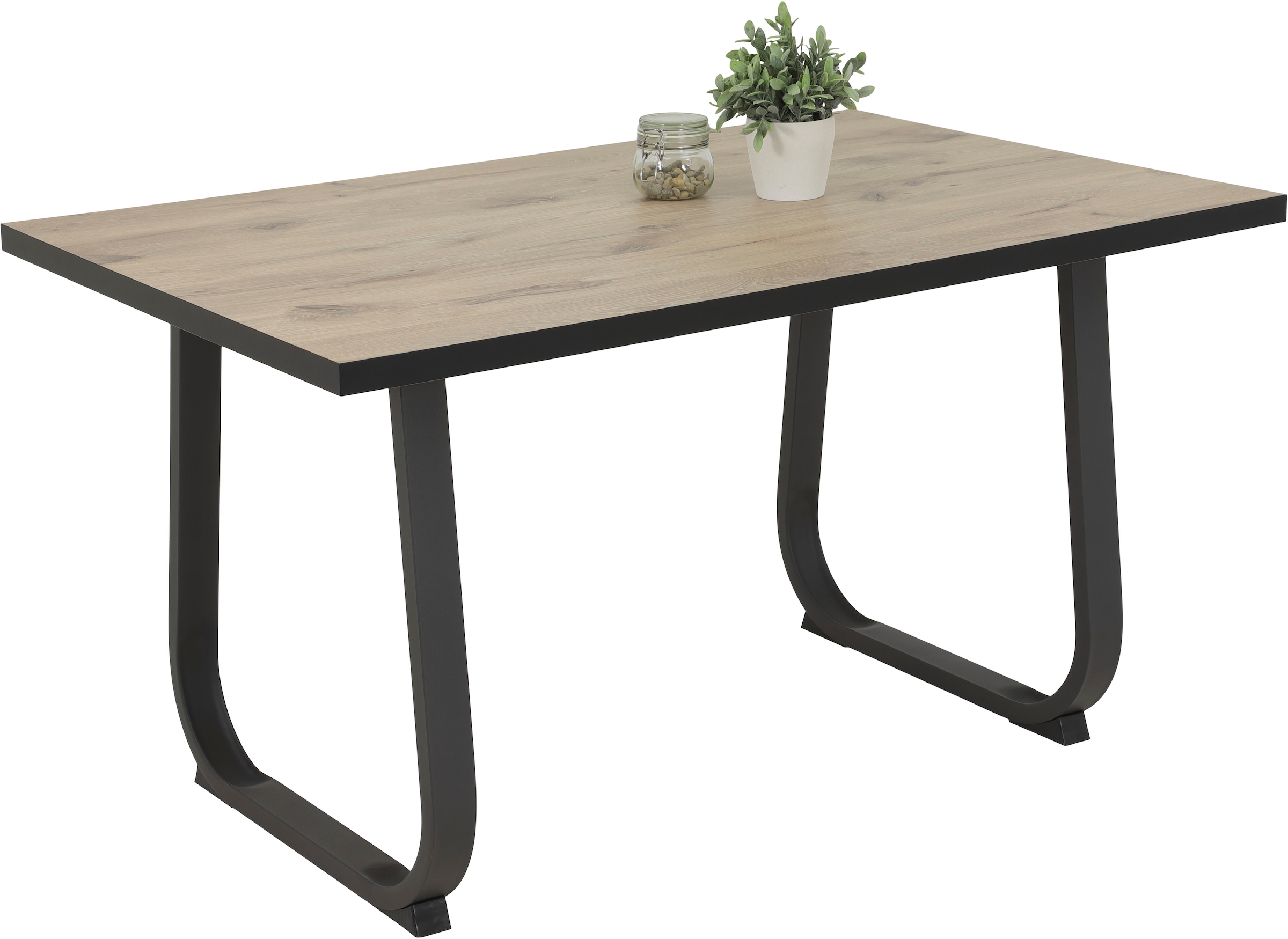 HELA Essgruppe »RUHR« 4 Stk. tlg. Kufentisch 140x90 cm, Schwingstuhl und Bank mit Federkorb, Komfortsitz