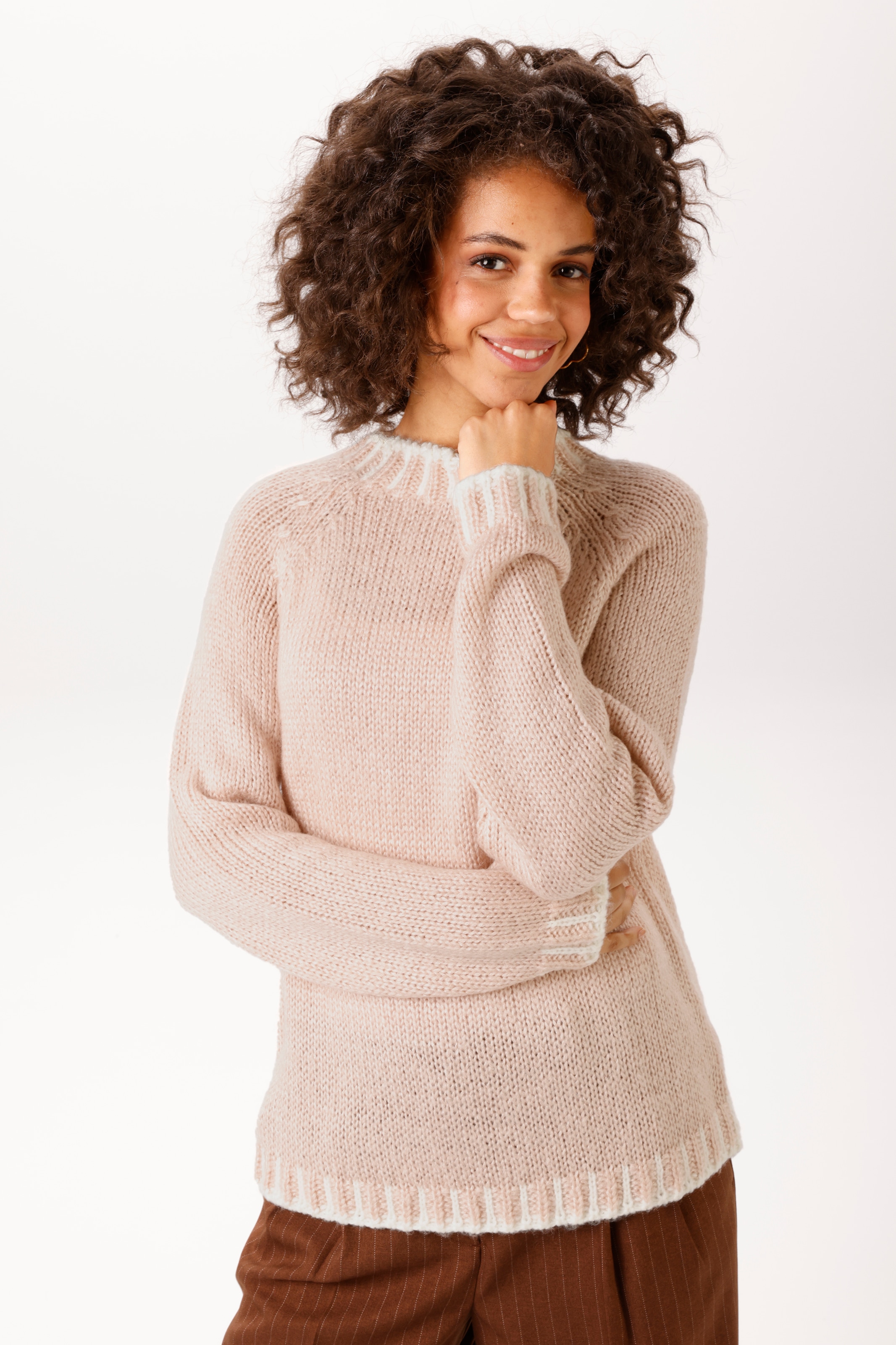 Aniston CASUAL Pull en tricot avec bords côtes à motifs