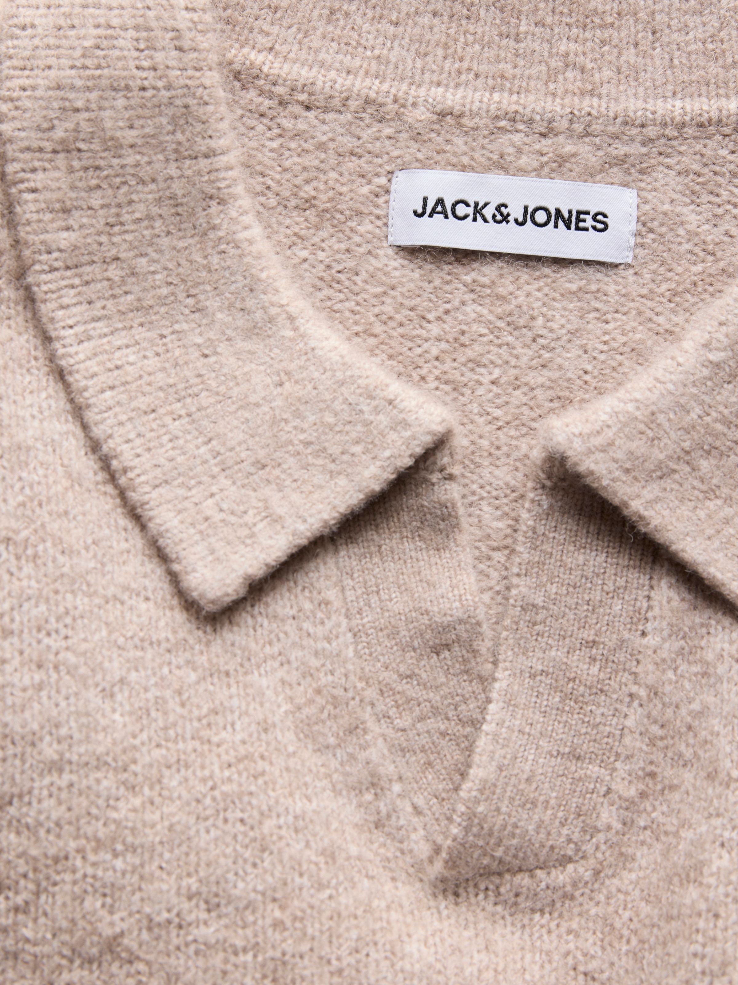 Jack & Jones Polokragenpullover »JJESOHO OLLIE KNIT SPLIT NECK SN« Materialmix, regular fit