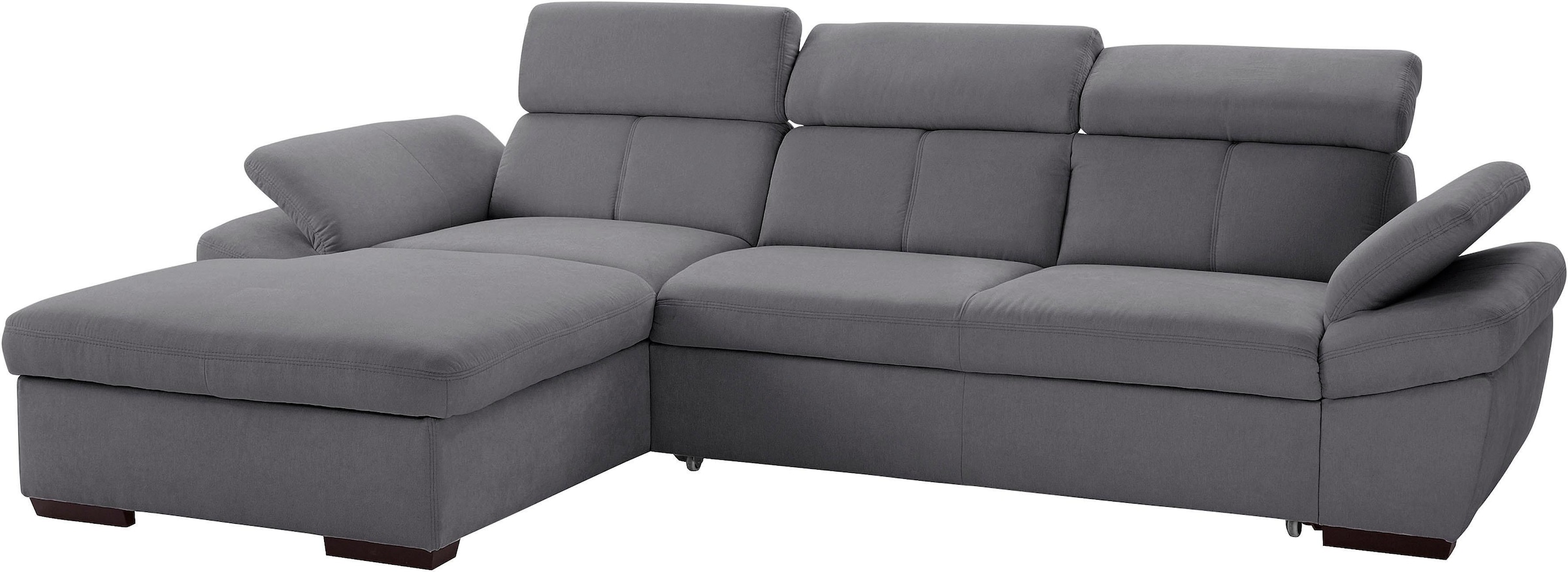 exxpo - sofa fashion Ecksofa »Salerno, inkl. Arm-& Kopfteilverstellung, bequem, Breite 280cm, L-Form« wahlweise mit Bettfunktion und Bettkasten, tolle Detailverarbeitung