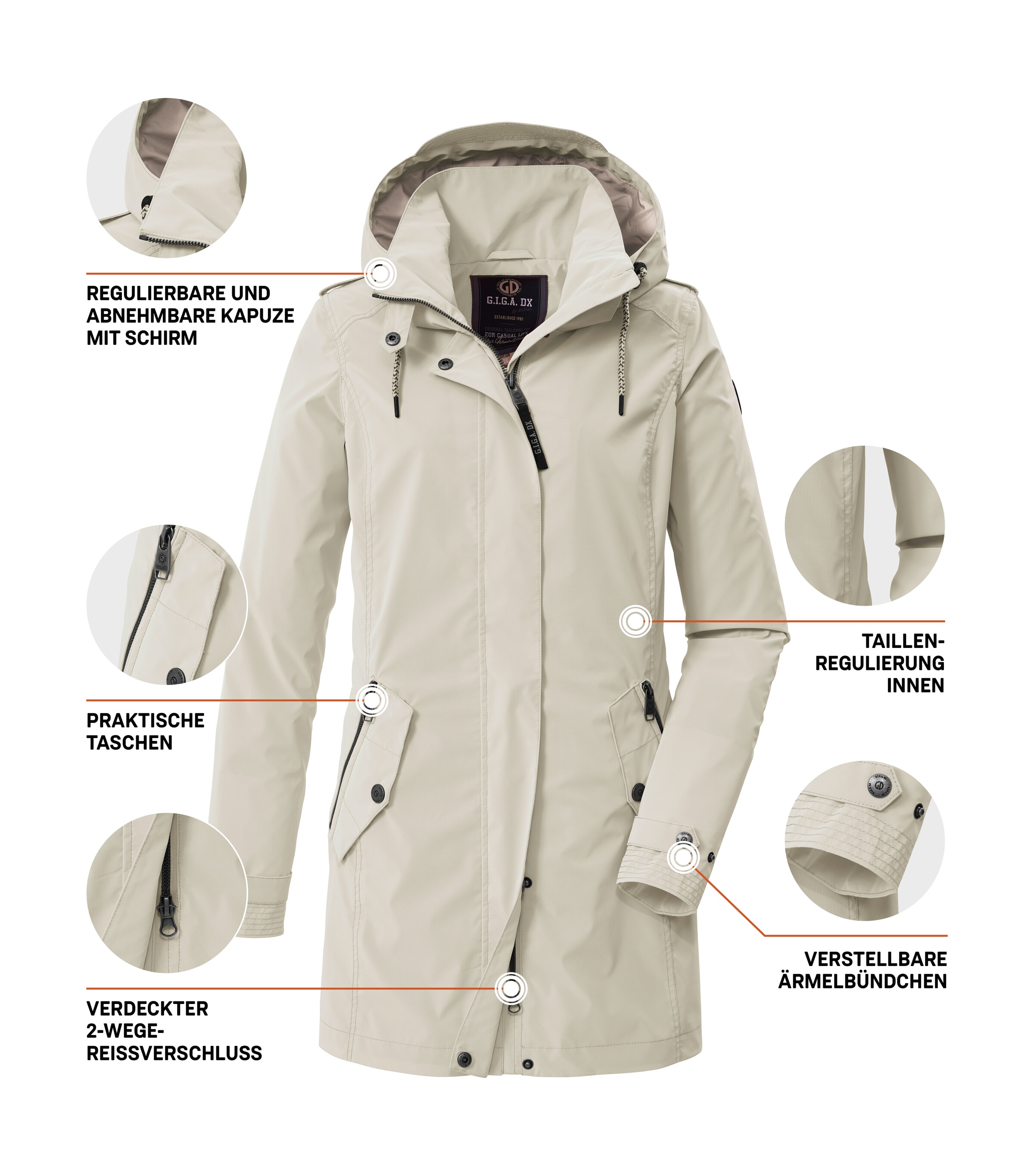 G.I.G.A. DX by killtec Parka »GS 94 WMN PRK« parka fonctionnelle avec capuche réglable et fermeture éclair Autolock