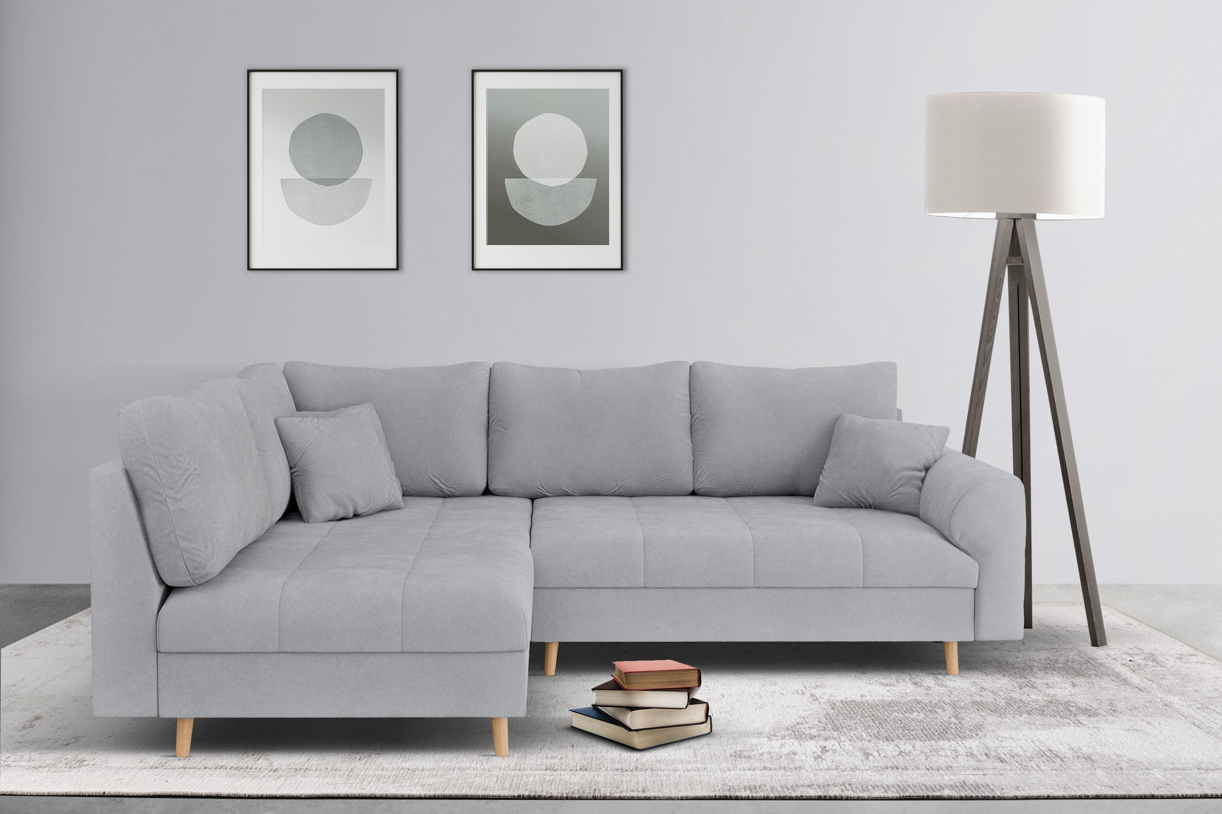 Home affaire Ecksofa »CHARRE L-Form mit Ottomane, Masse B/T/H: 231/161/81 cm« feine Steppung, lose Rücken- und Zierkissen, auch in Cord und Bouclé