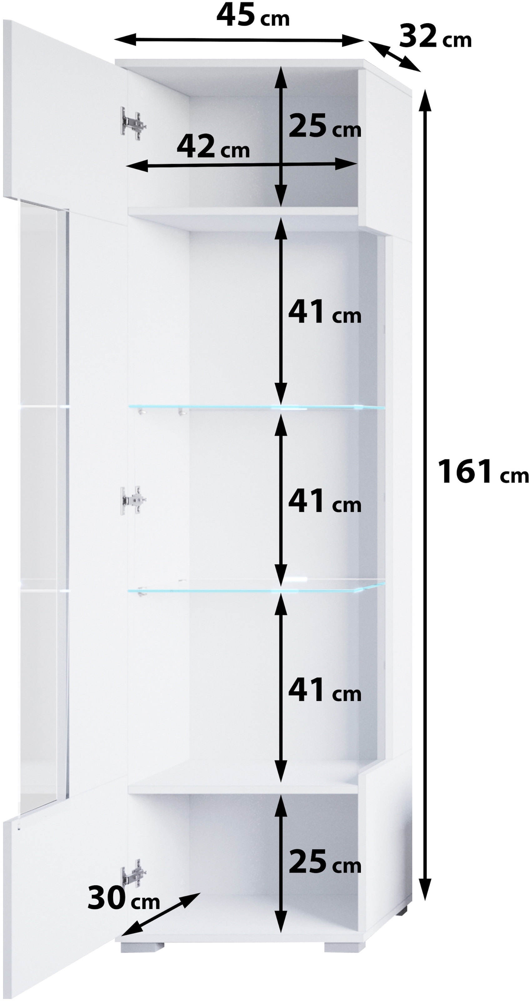 GOODproduct Vitrine »Kenia, stehend und hängend, Türanschlag wechselbar« 1 Stk. tlg. Vitrineschrank mit Glastüren 160 cm Höhe