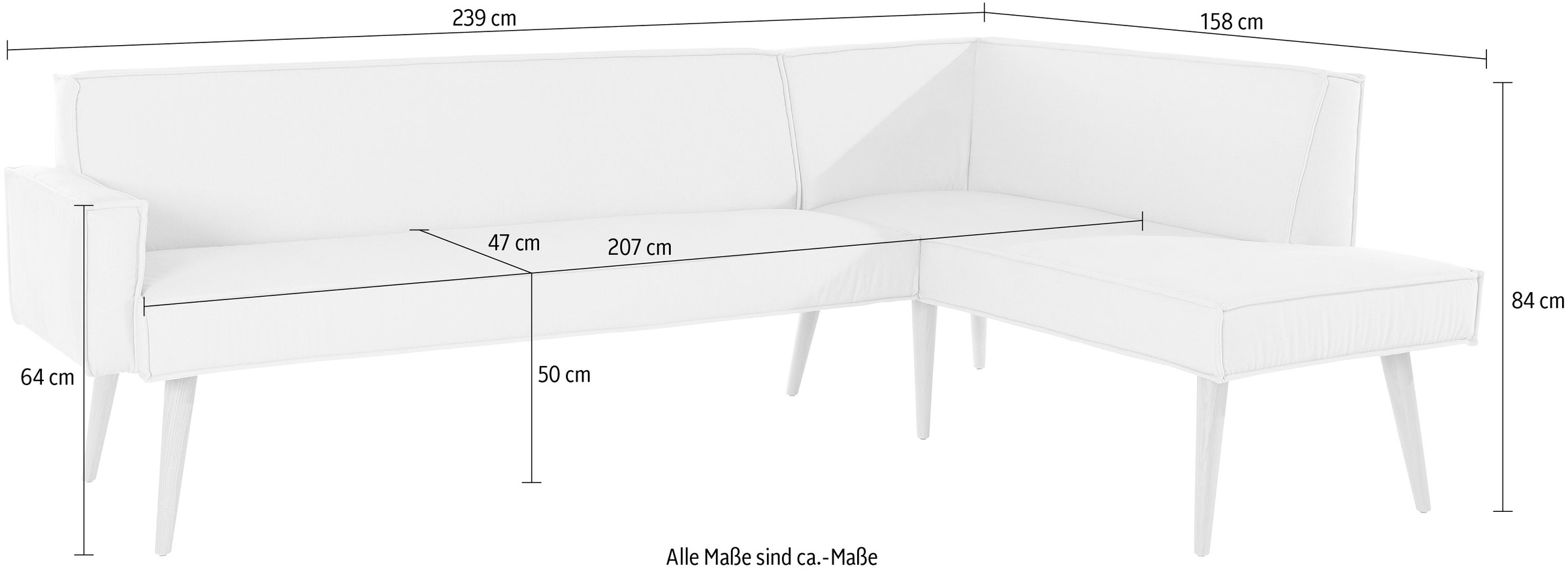 exxpo - sofa fashion Banc d'angle »Lungo, moderne Kedernaht, bequem und elegant, hoher Holzfuss« finitions de haute qualité, librement positionnable dans la pièce