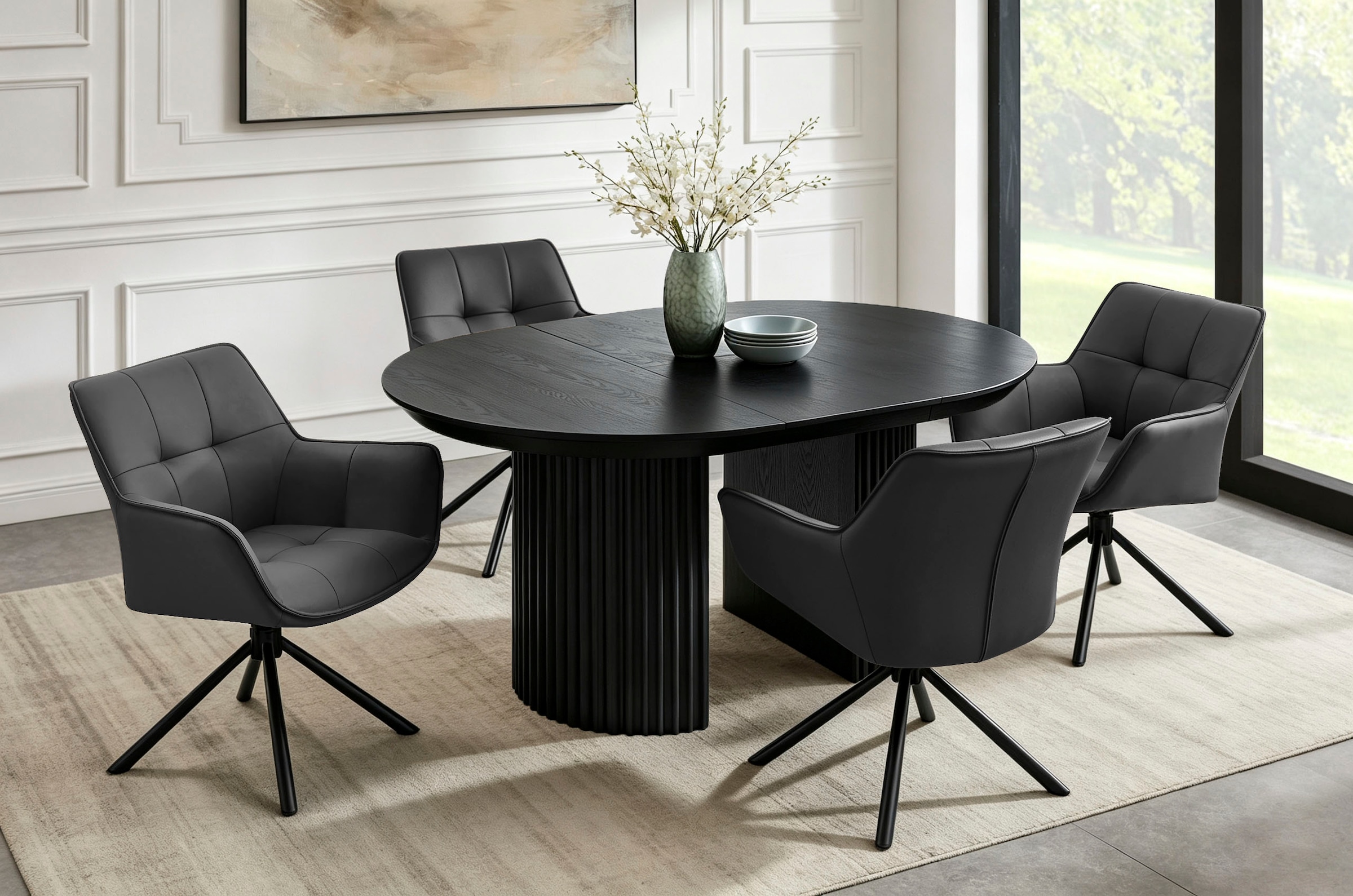 GOODproduct Drehstuhl »Lika« (Set) 2 Stk.echtes Leder, 360° Drehfunktion, Steppnähte, Metallgestell