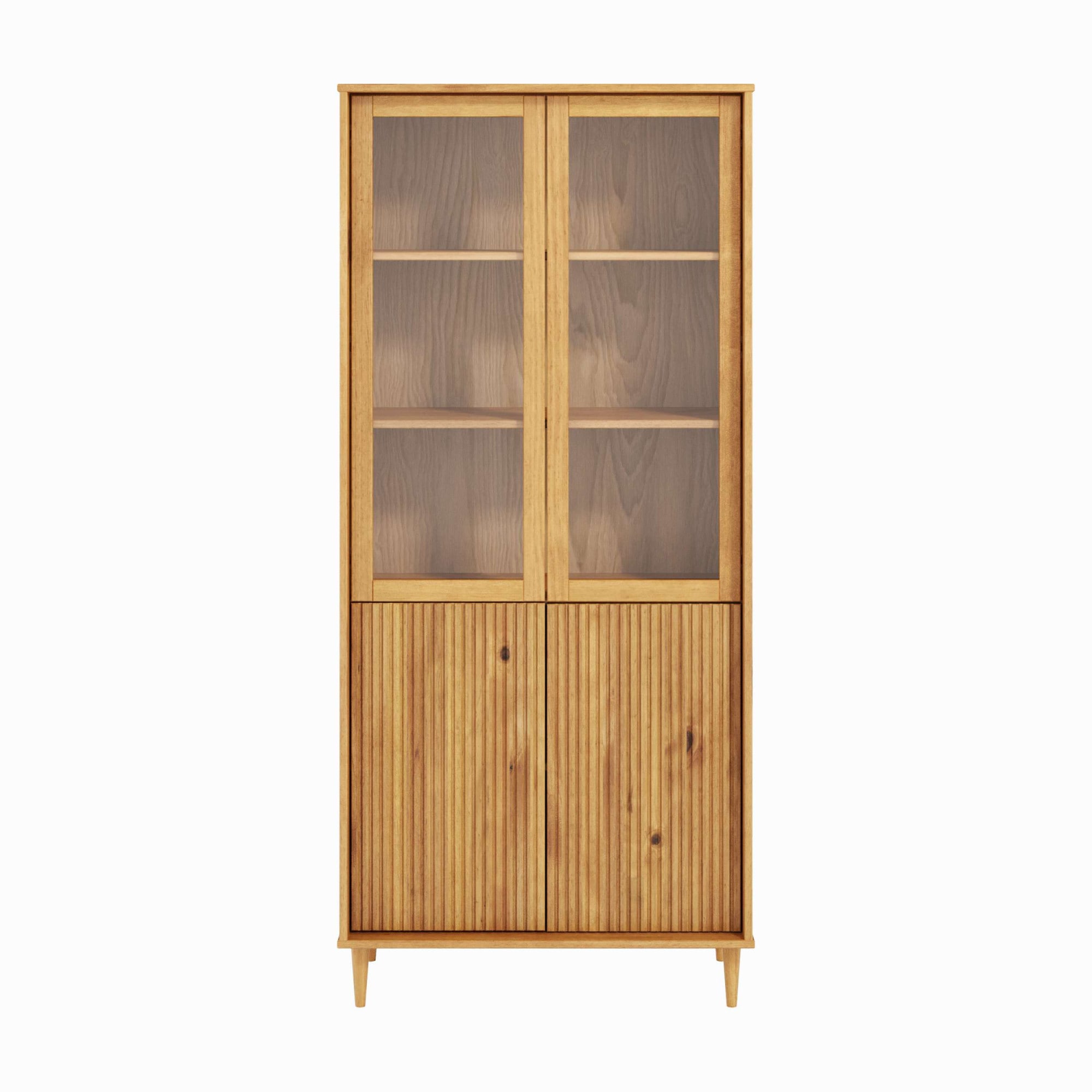 GOODproduct Vitrines »Malmedy Front mit gefrästen Rillen« en pin massif, ouverture par pression, FSC, largeur 80 cm, hauteur 180 cm
