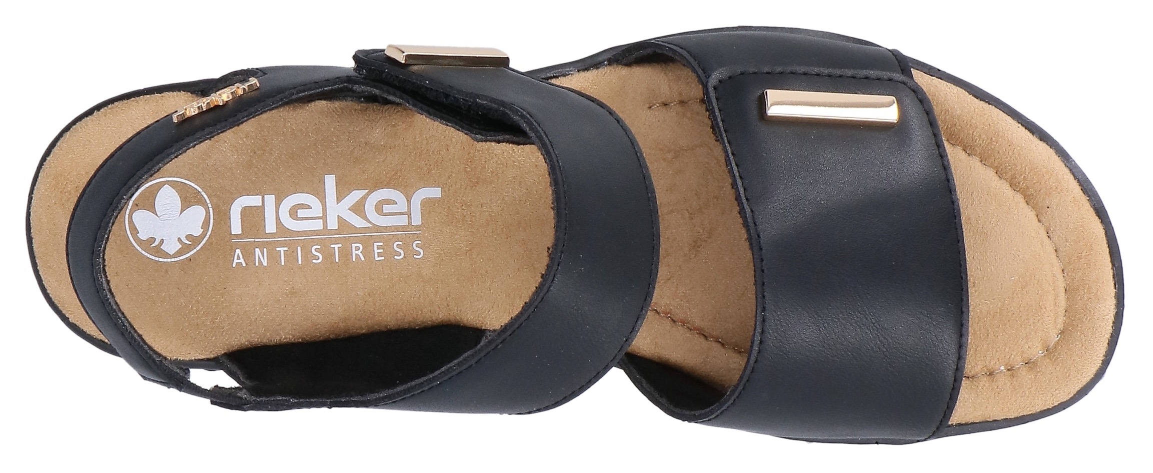 Rieker Sandales compensées  Chaussure à scratch, chaussure d'été, sandale plateforme avec éléments décoratifs