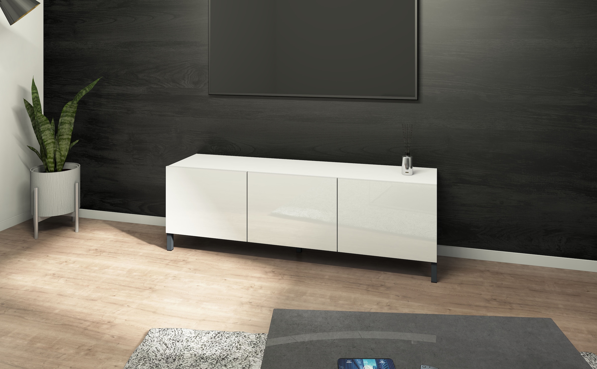borchardt Möbel Table basse »Sophia, TV-Schrank mit Metallfüssen« Metallfüsse, grifflose Optik