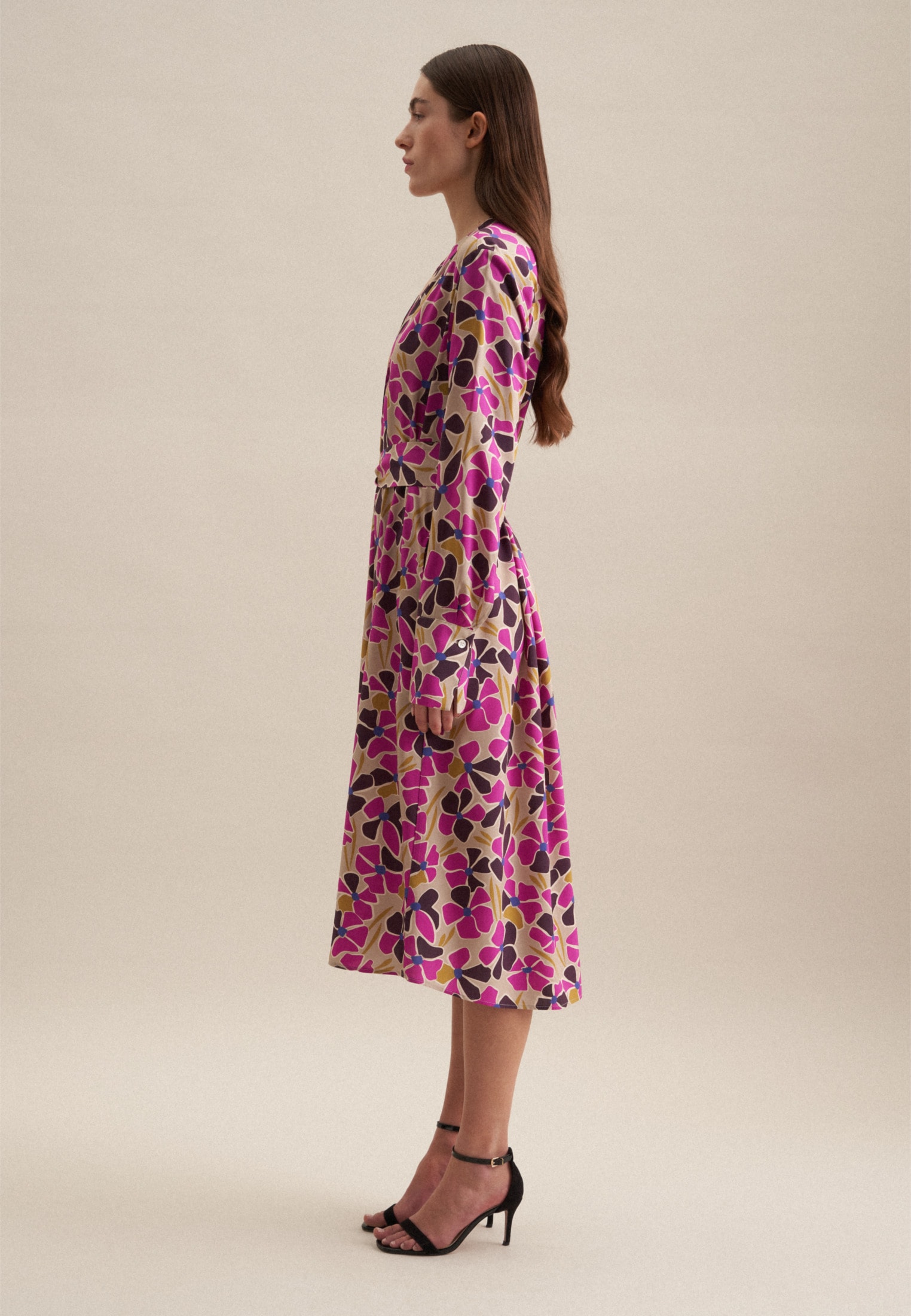 seidensticker Sommerkleid »Schwarze Rose« Langarm Kragen Druck