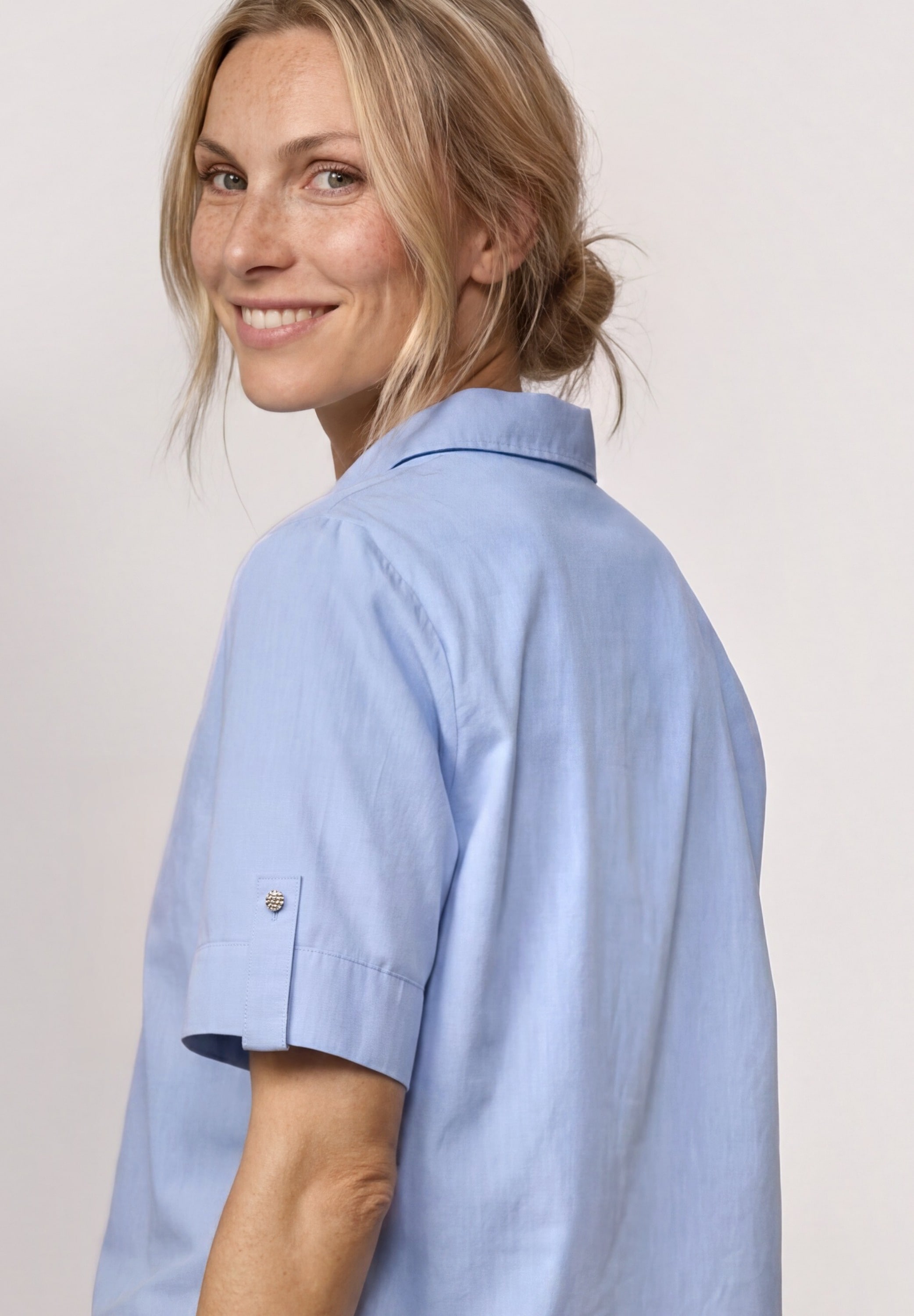 STREET ONE Blouse à manches courtes Blouse d'été à manches courtes avec col chemisier