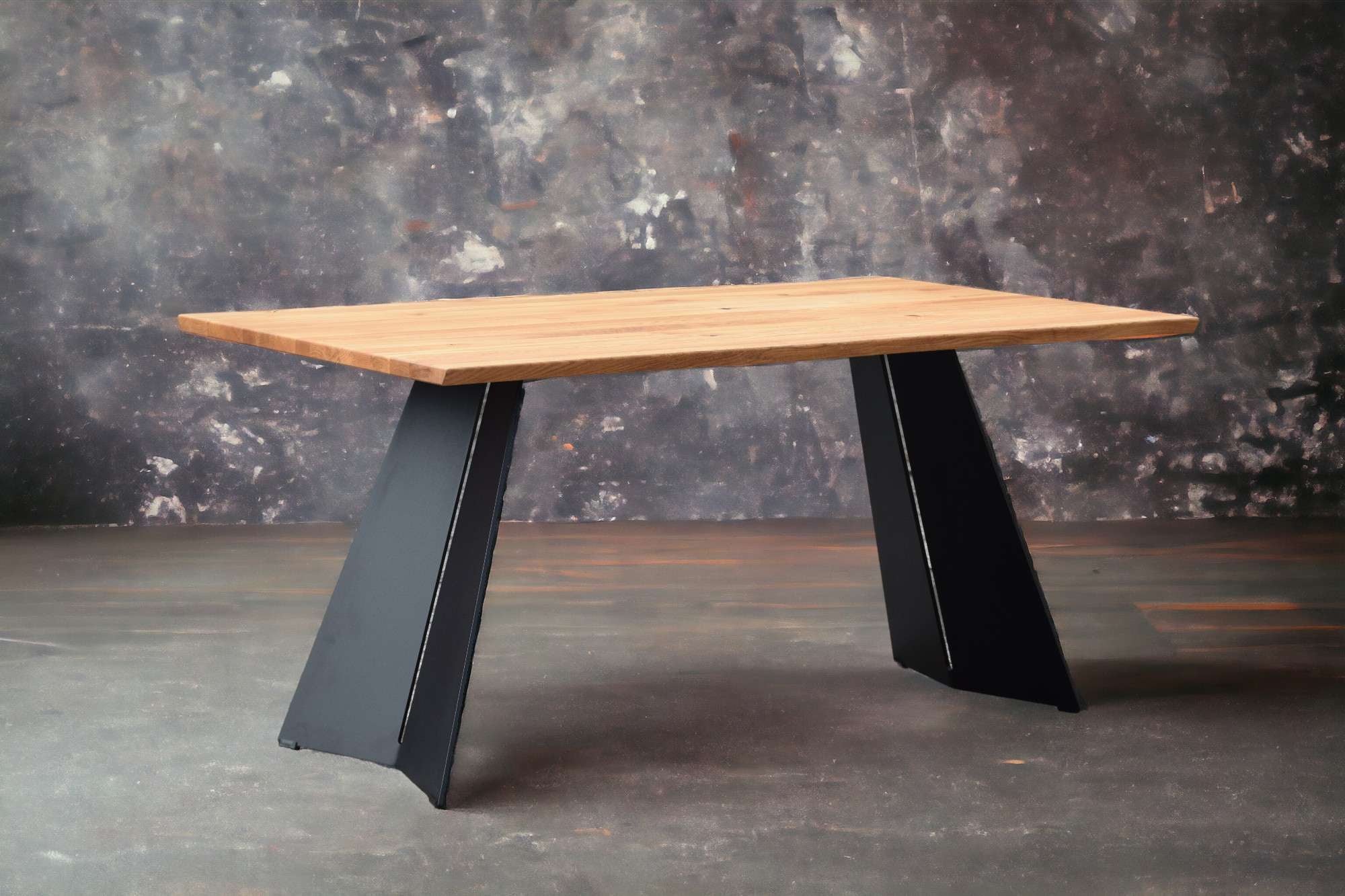 GOODproduct Esstisch »Winteregg Küchentisch, Metall-Wangengestell, Wildeiche massiv geölt« Baum Kante oder Schweizer Kante, erhältlich in 3 Grössen und 2 Farben