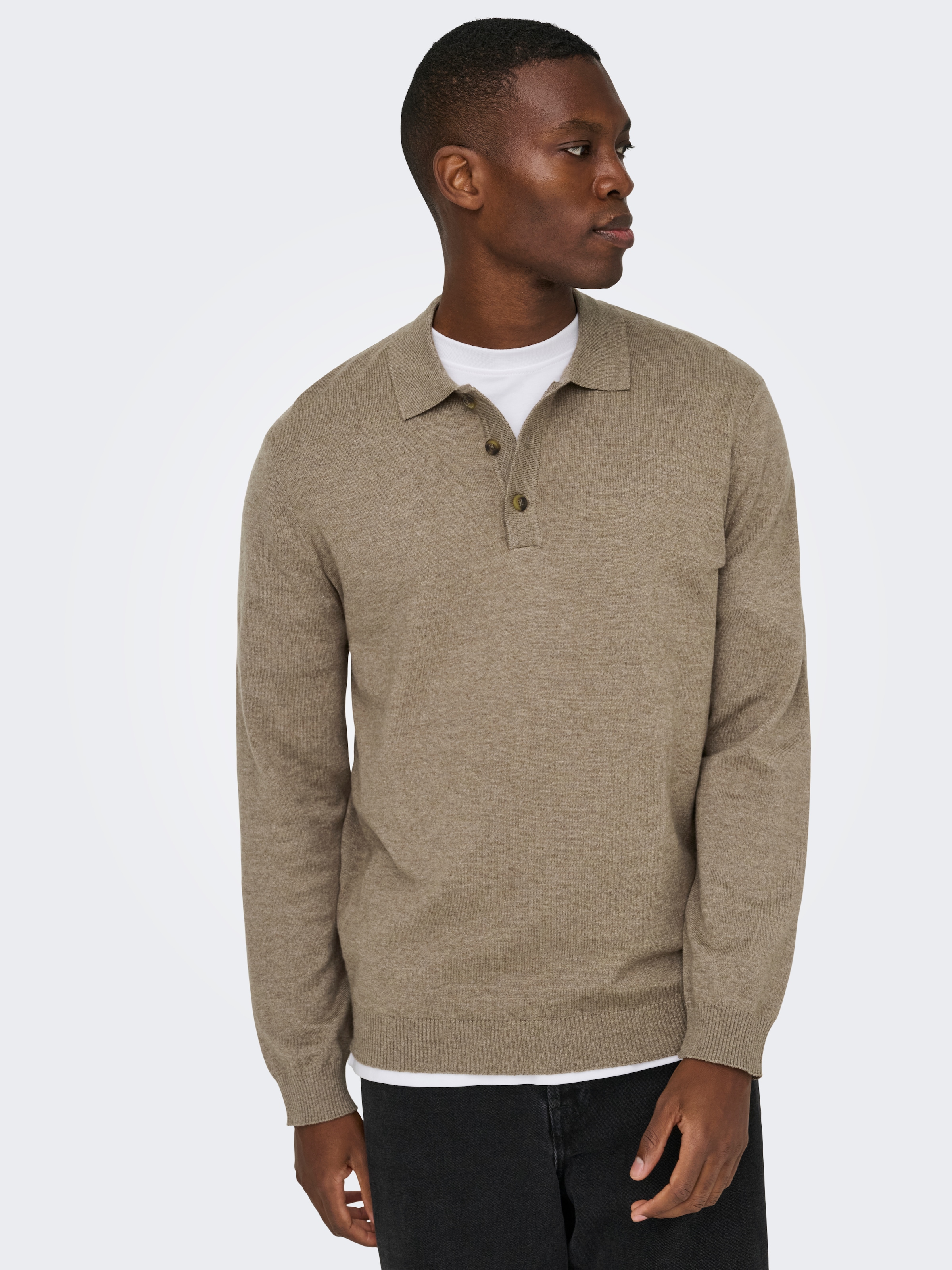 ONLY & SONS Pull à col polo »ONSLOUI REG 12 LS MEL POLO KNIT«