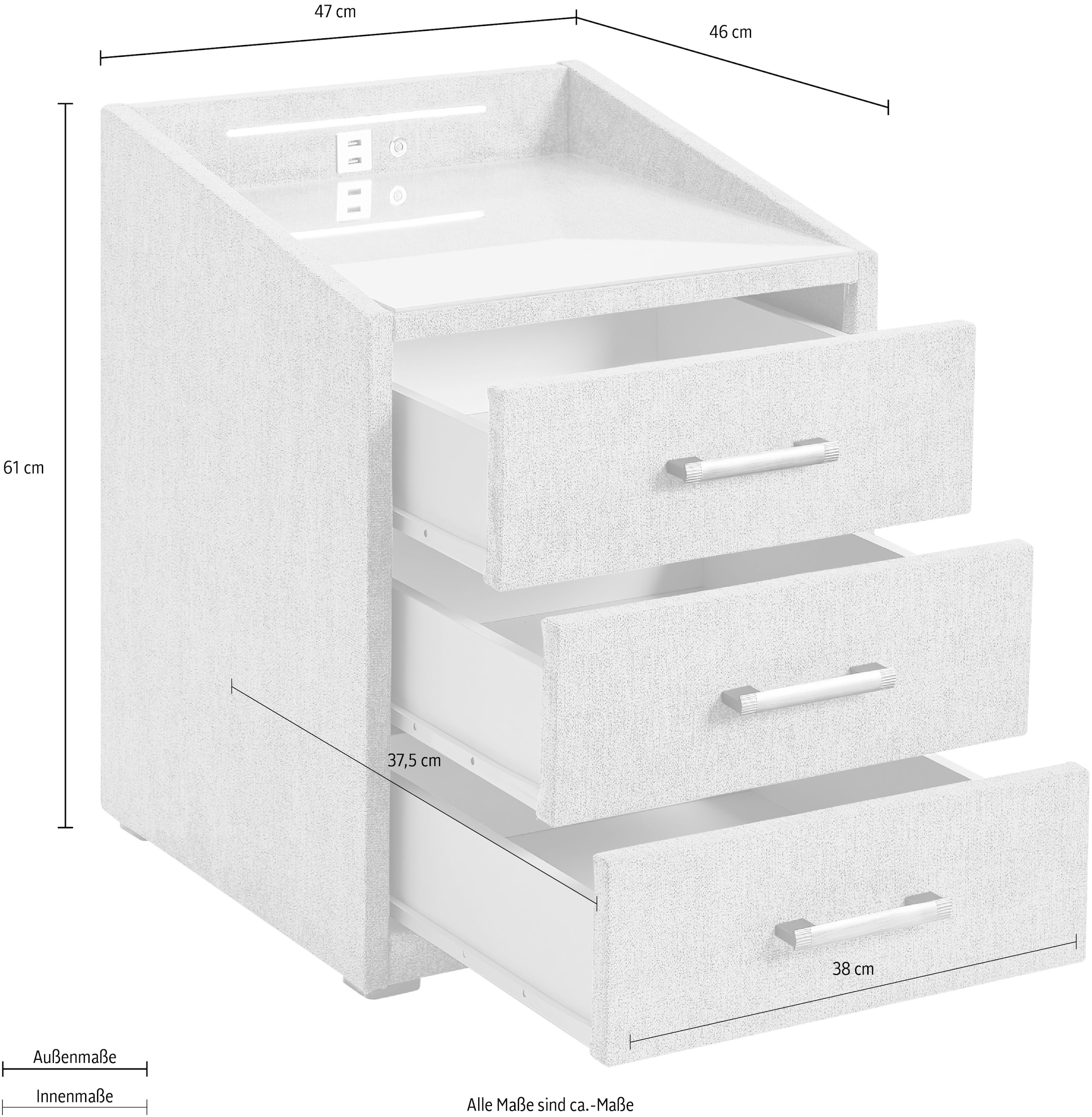 ED EXCITING DESIGN Console de nuit »Moon« mit LED-Beleuchtung und USB-Anschluss & USB-C-Anschluss