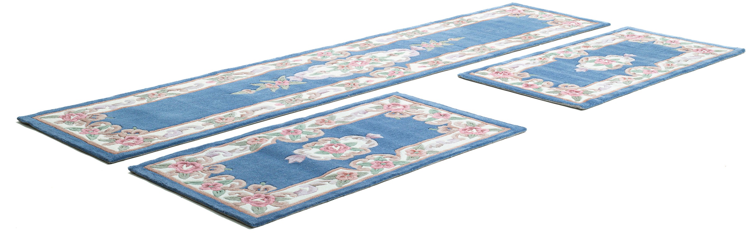 THEKO Bettumrandung »Ming« Höhe 14 mm 3 Stk. tlg. Bettvorleger, Läufer-Set, hochwertiges Acrylgarn, florales Design