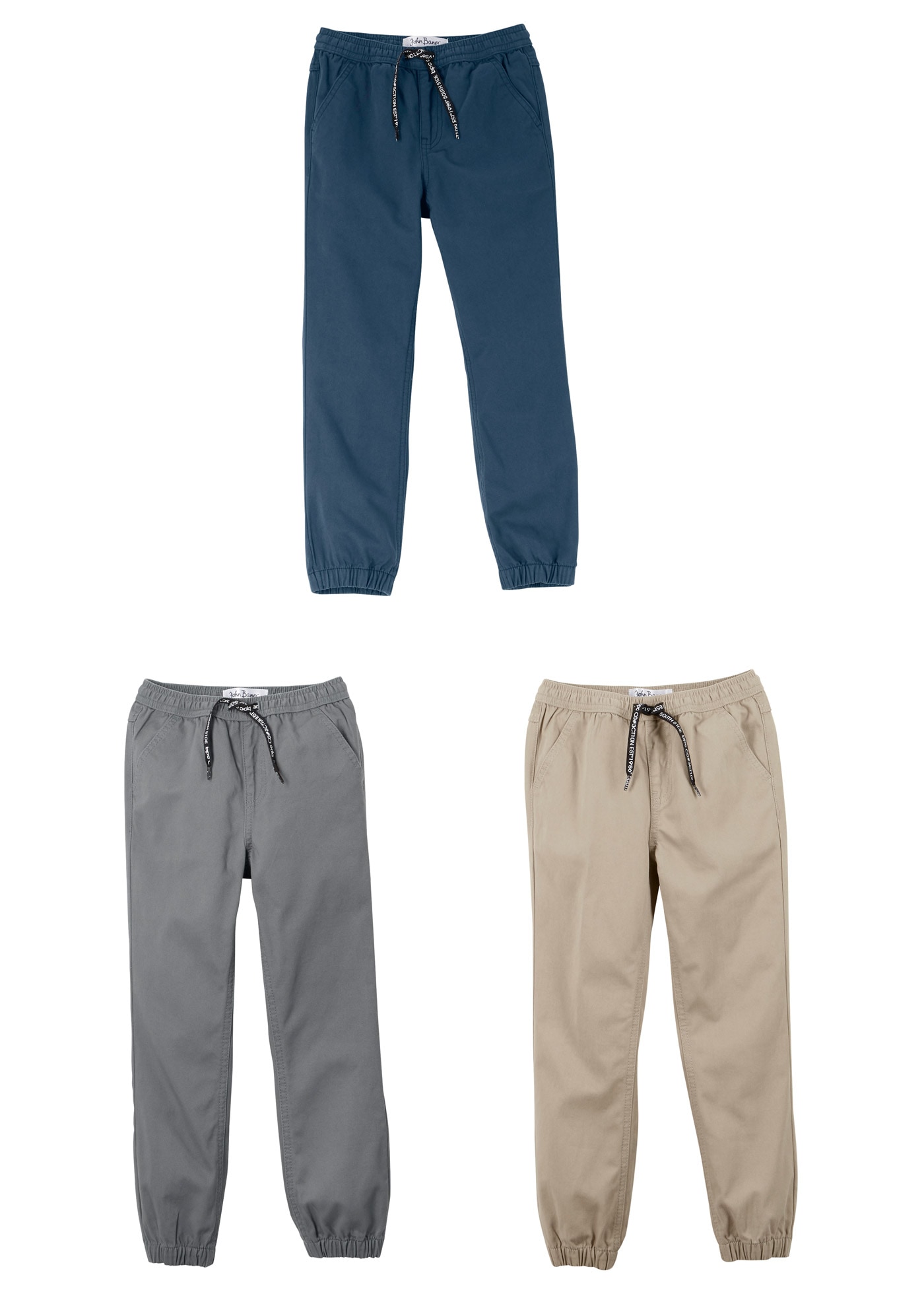 bonprix Pantalon à enfiler  Regular Fit Schlupfhose aus reiner Baumwolle (3er Pack)