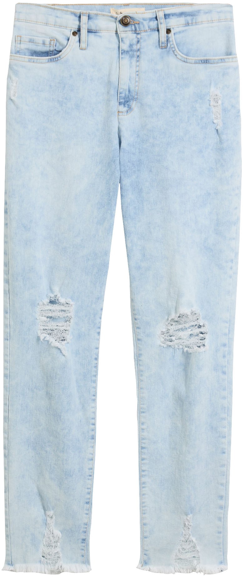 bonprix Mom-Jeans modischer Schnitt, Regular Fit, ausgefranster Saum