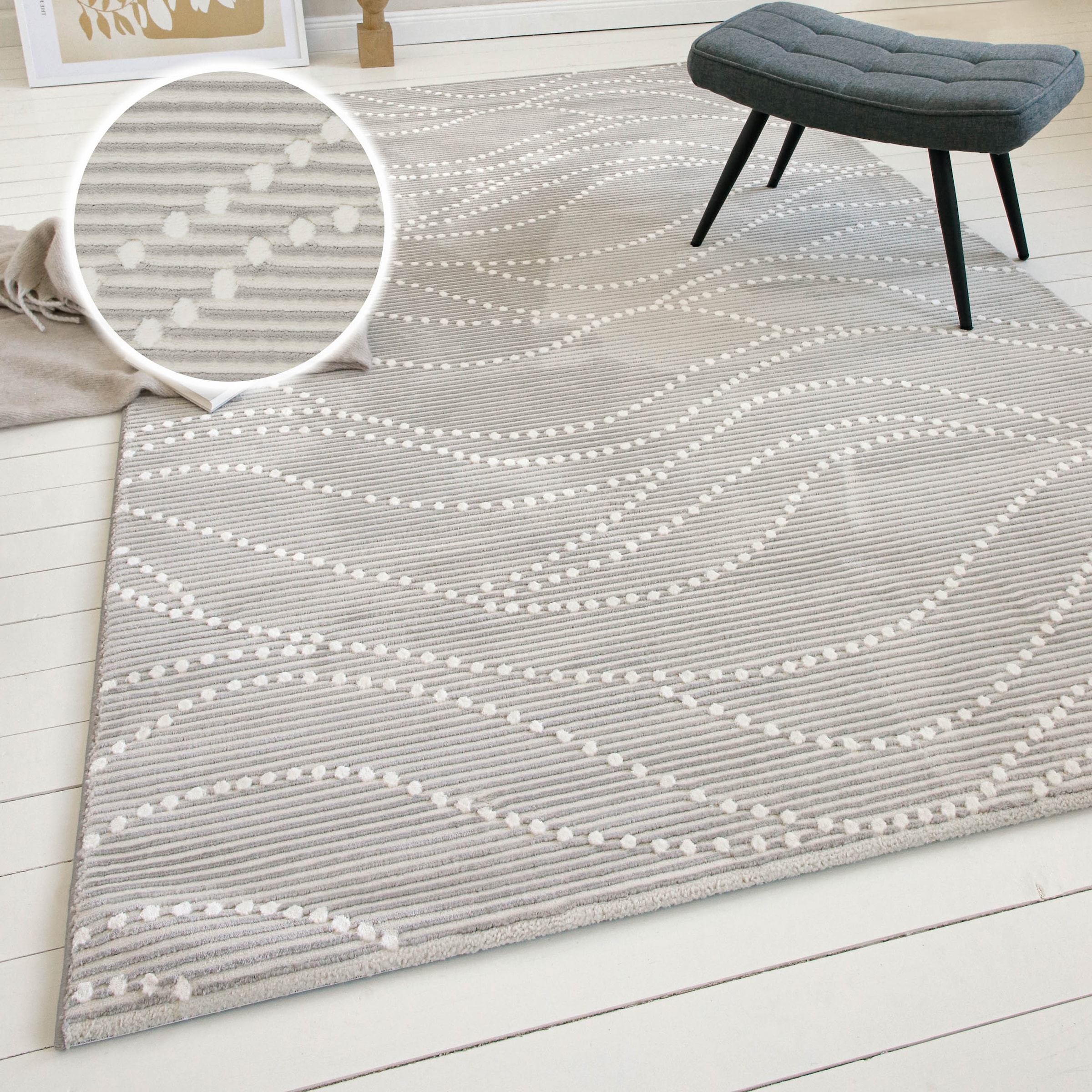 GOODproduct Teppich »Adlee« rechteckig 12 mm Höhe Kurzflorteppich, gewebt, geometrisch, Wohnzimmer, modern, Punkte