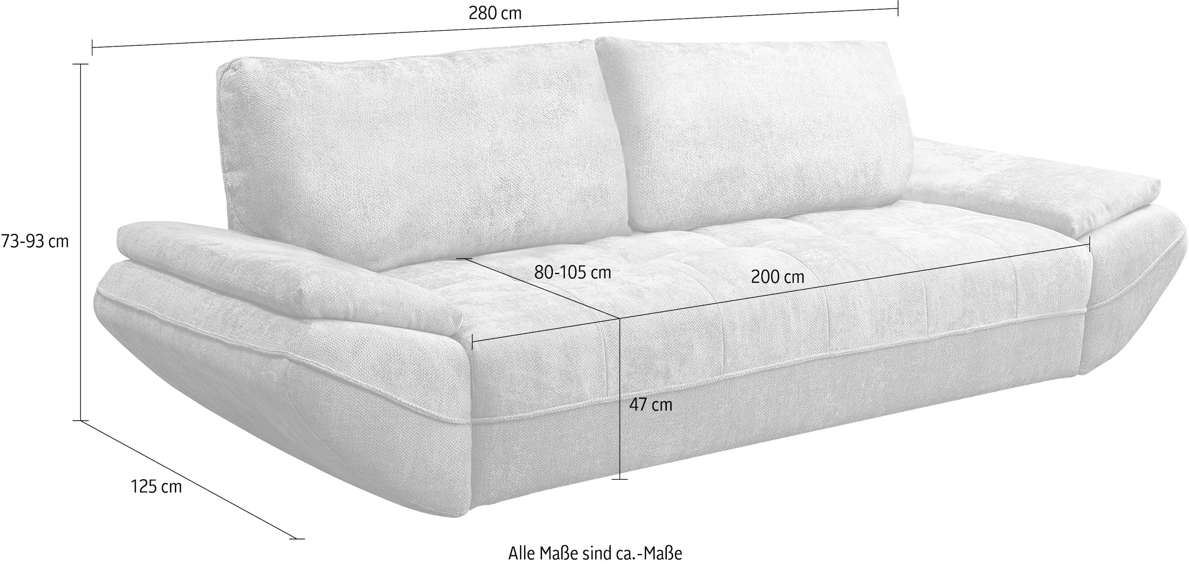 exxpo - sofa fashion Canapé Big »Elma Mega Schlafsofa, Breite 280, bequem und komfortabel« incl. fonction lit et coffre, grand confort d'assise, matelassage sur l'assise